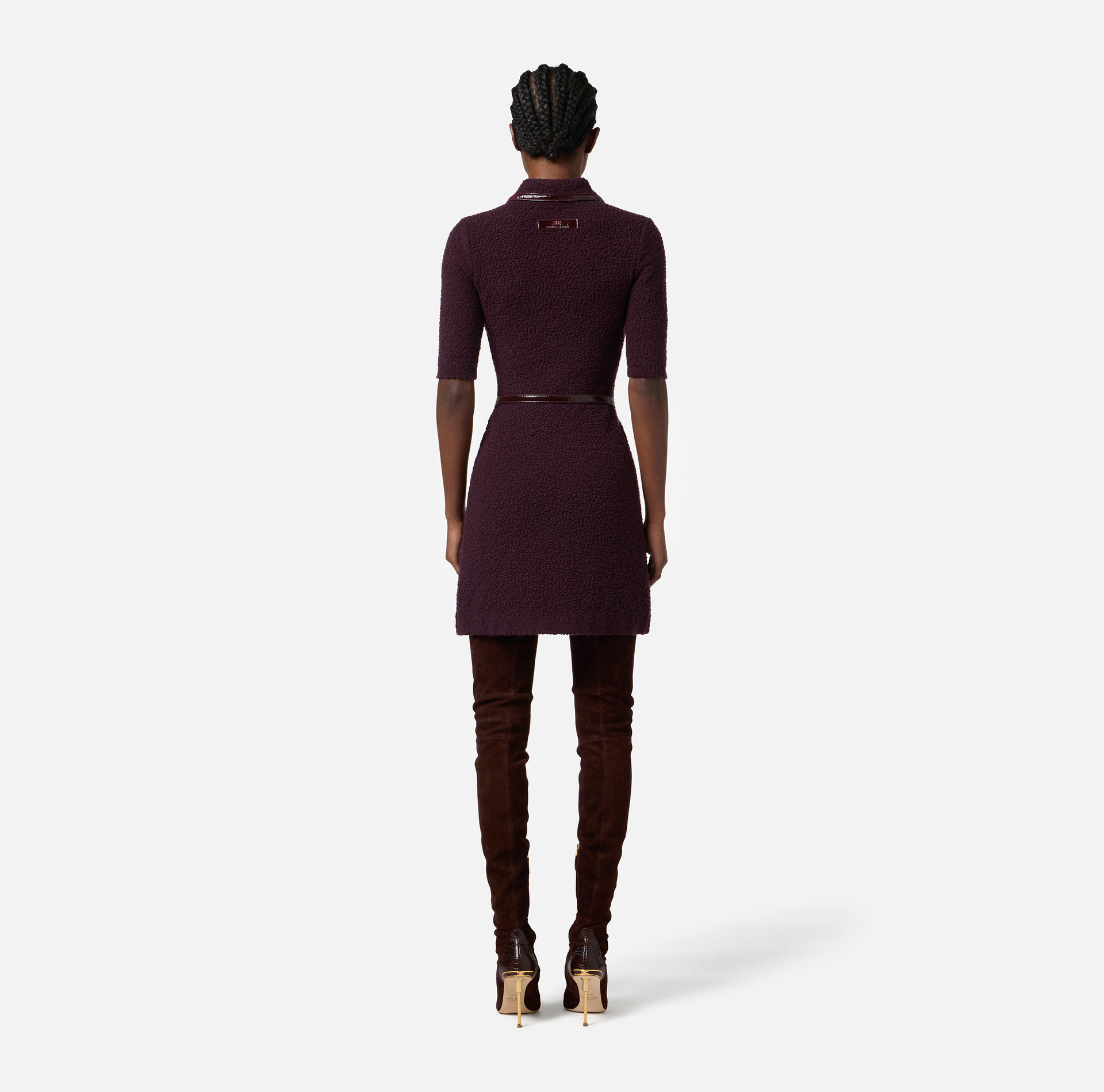 Bouclé knit dress with vinyl details - Elisabetta Franchi