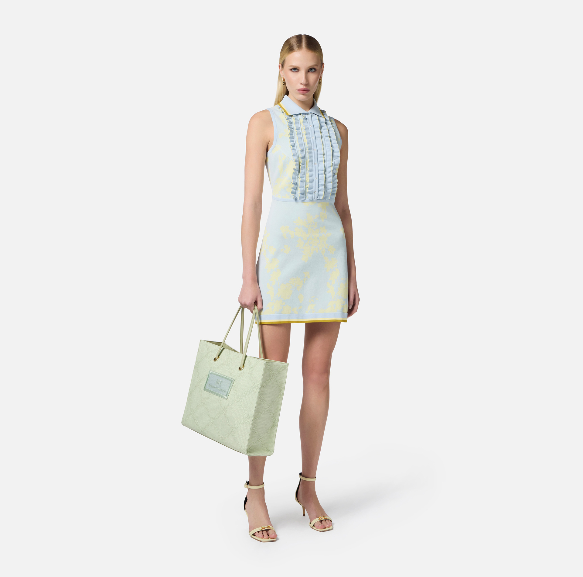 Abito in jacquard floreale con rouches - Elisabetta Franchi