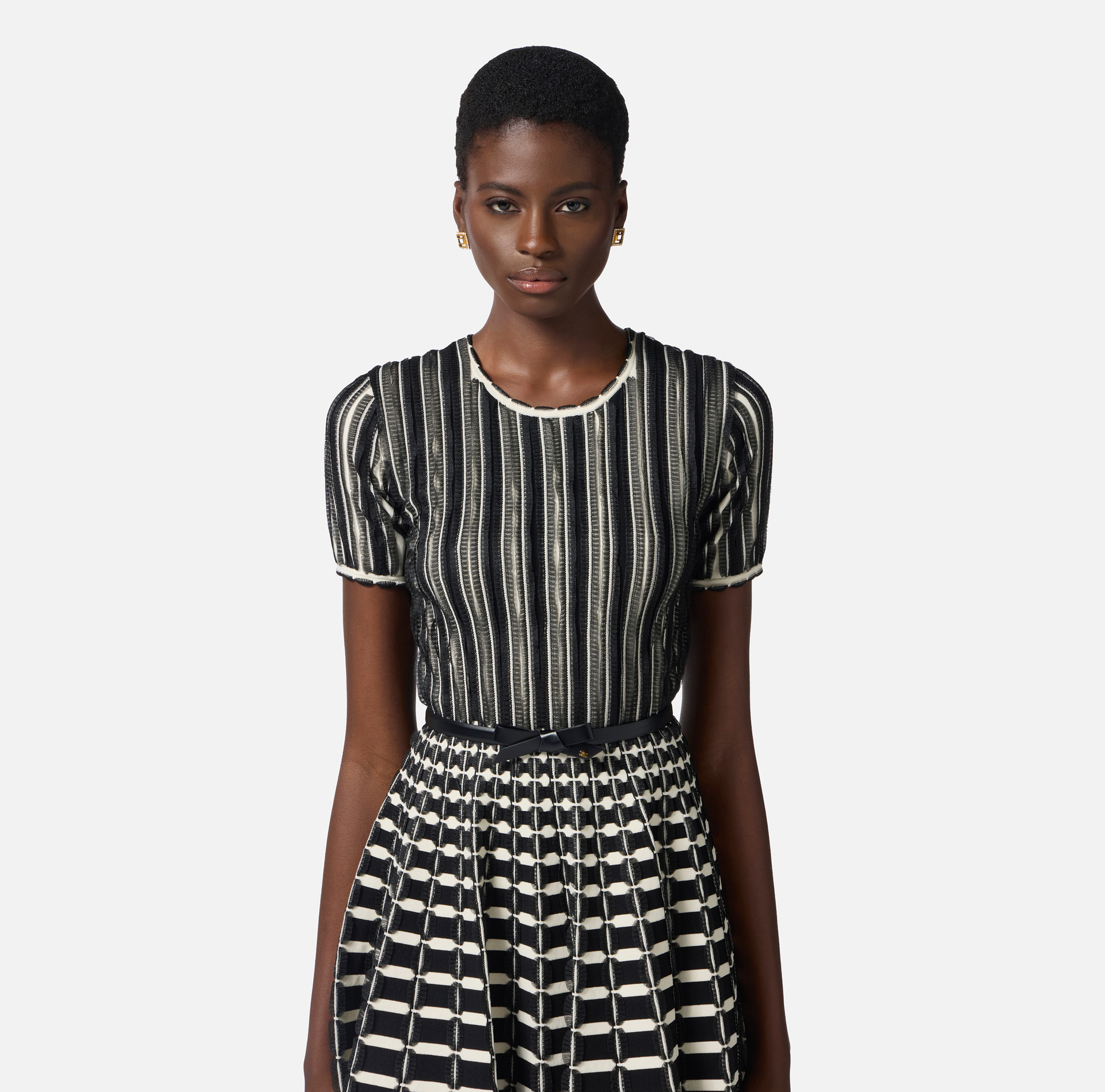 Viscose dress with micro-ruffles - Elisabetta Franchi