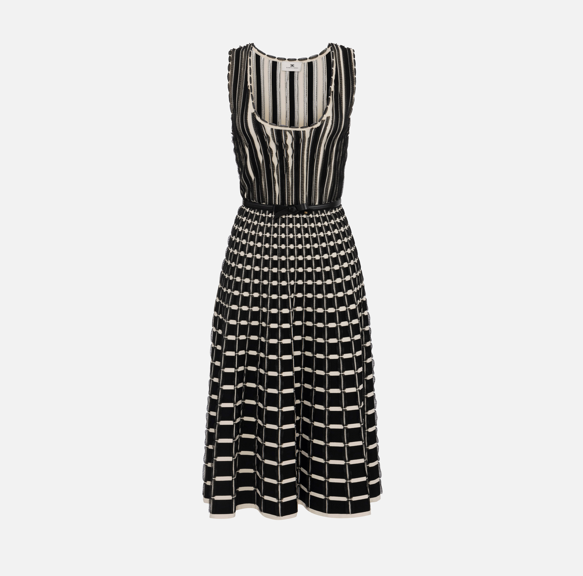 Viscose midi dress with micro-ruffles - Elisabetta Franchi