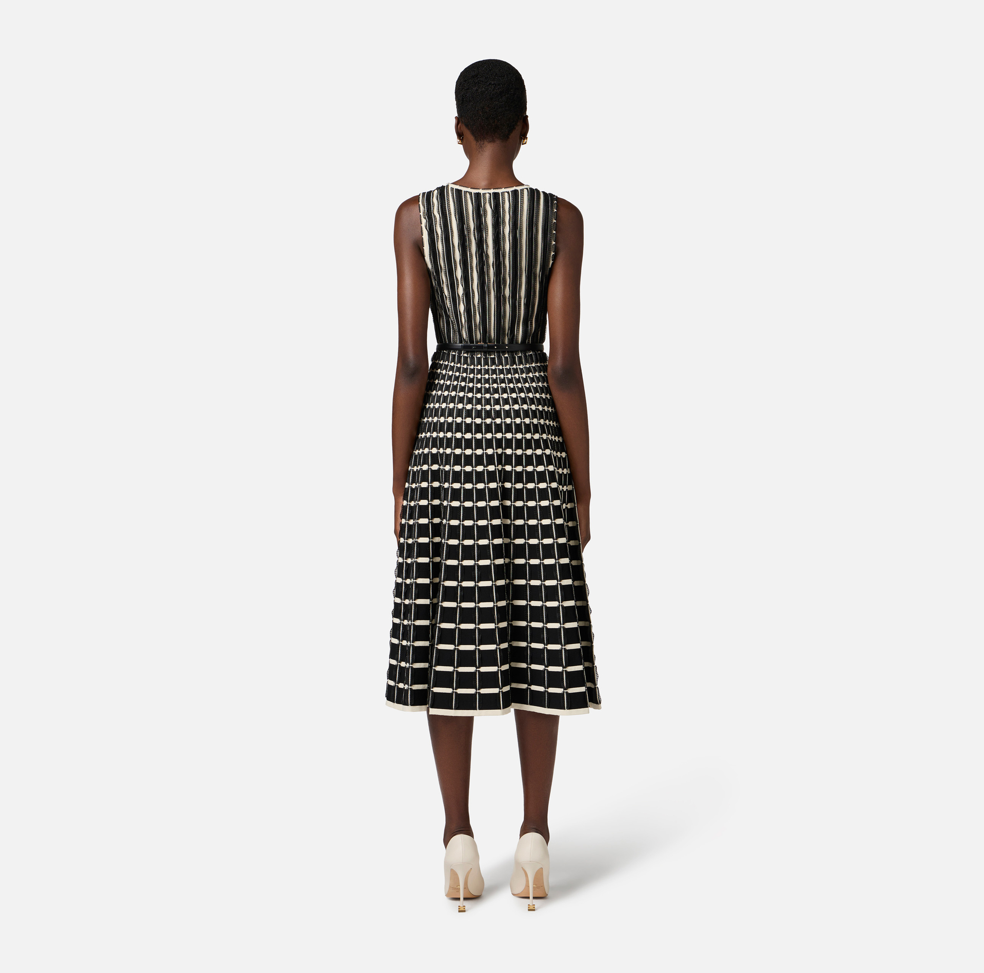 Viscose midi dress with micro-ruffles - Elisabetta Franchi