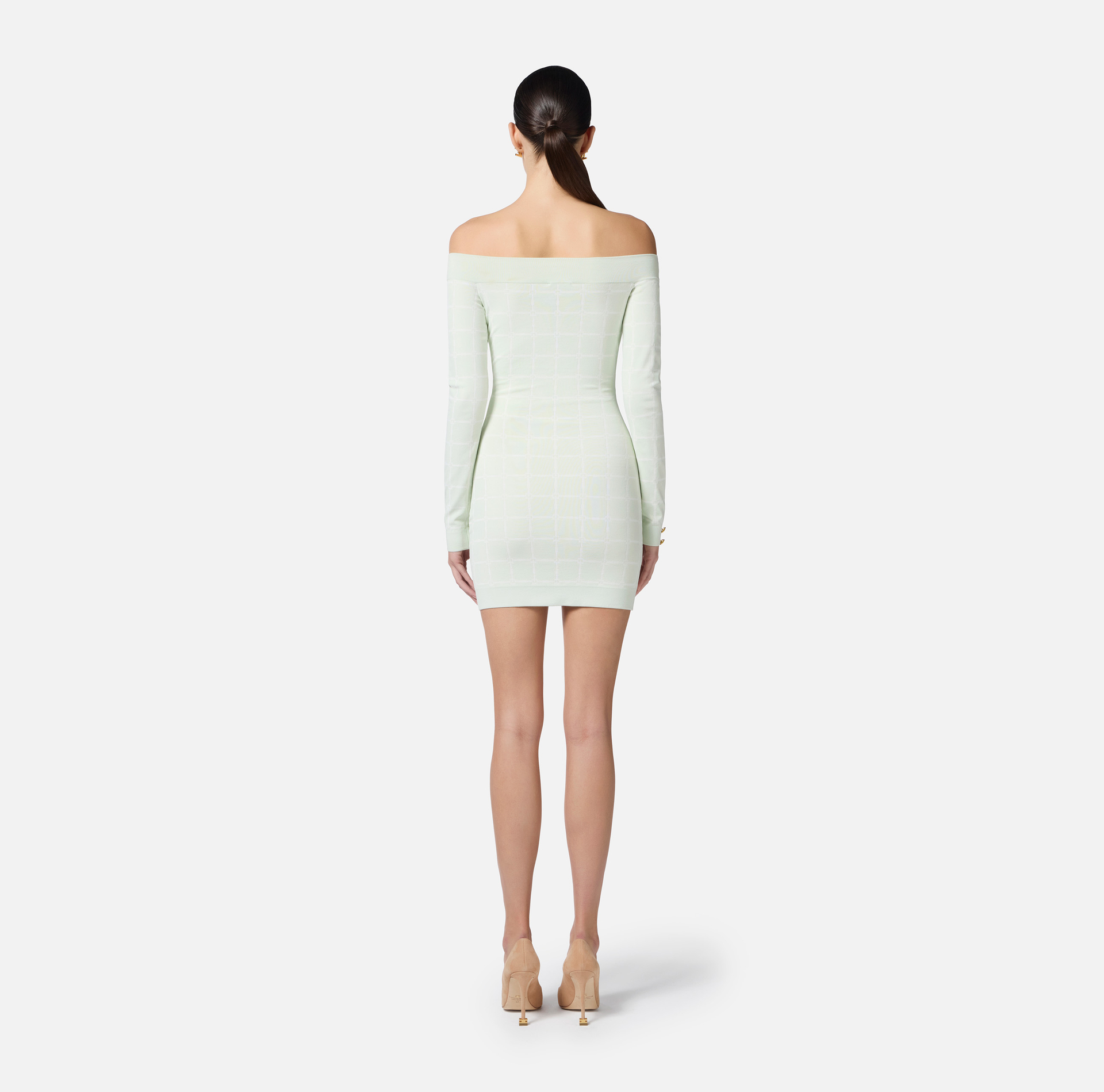 Abito in jacquard logo con scollo a barca - Elisabetta Franchi