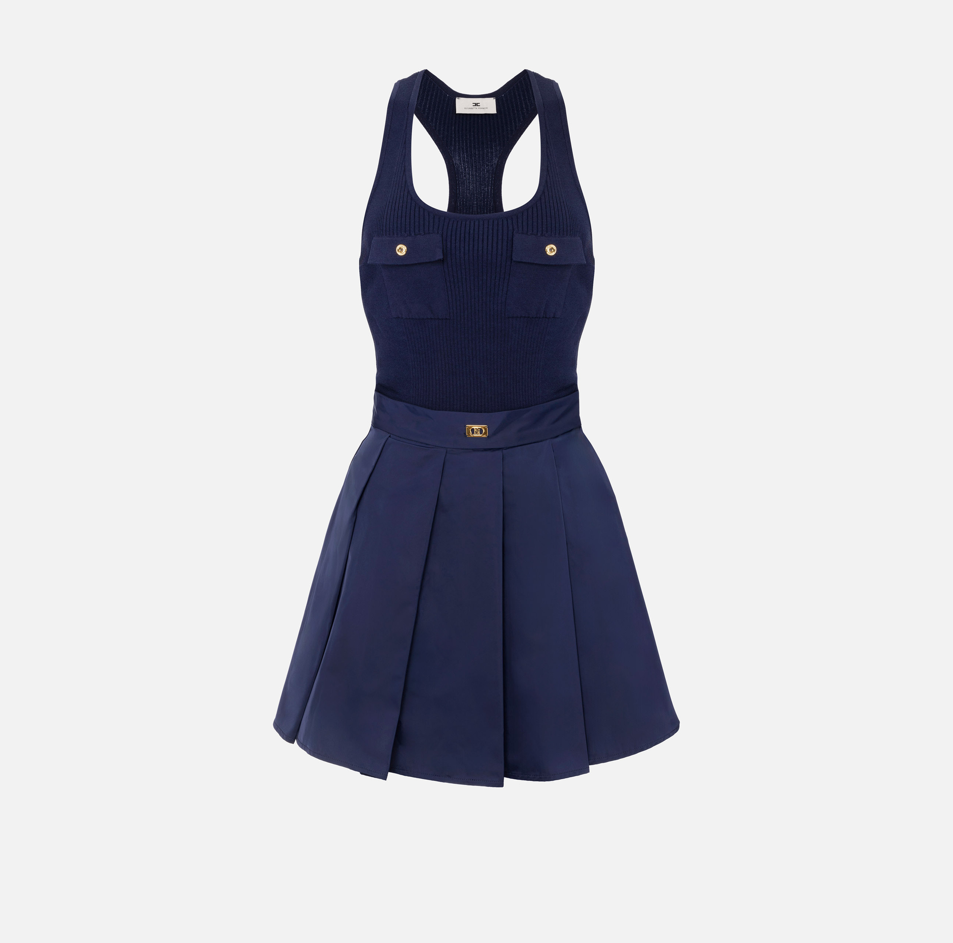 Abito a micro costine con gonna in vela - Elisabetta Franchi