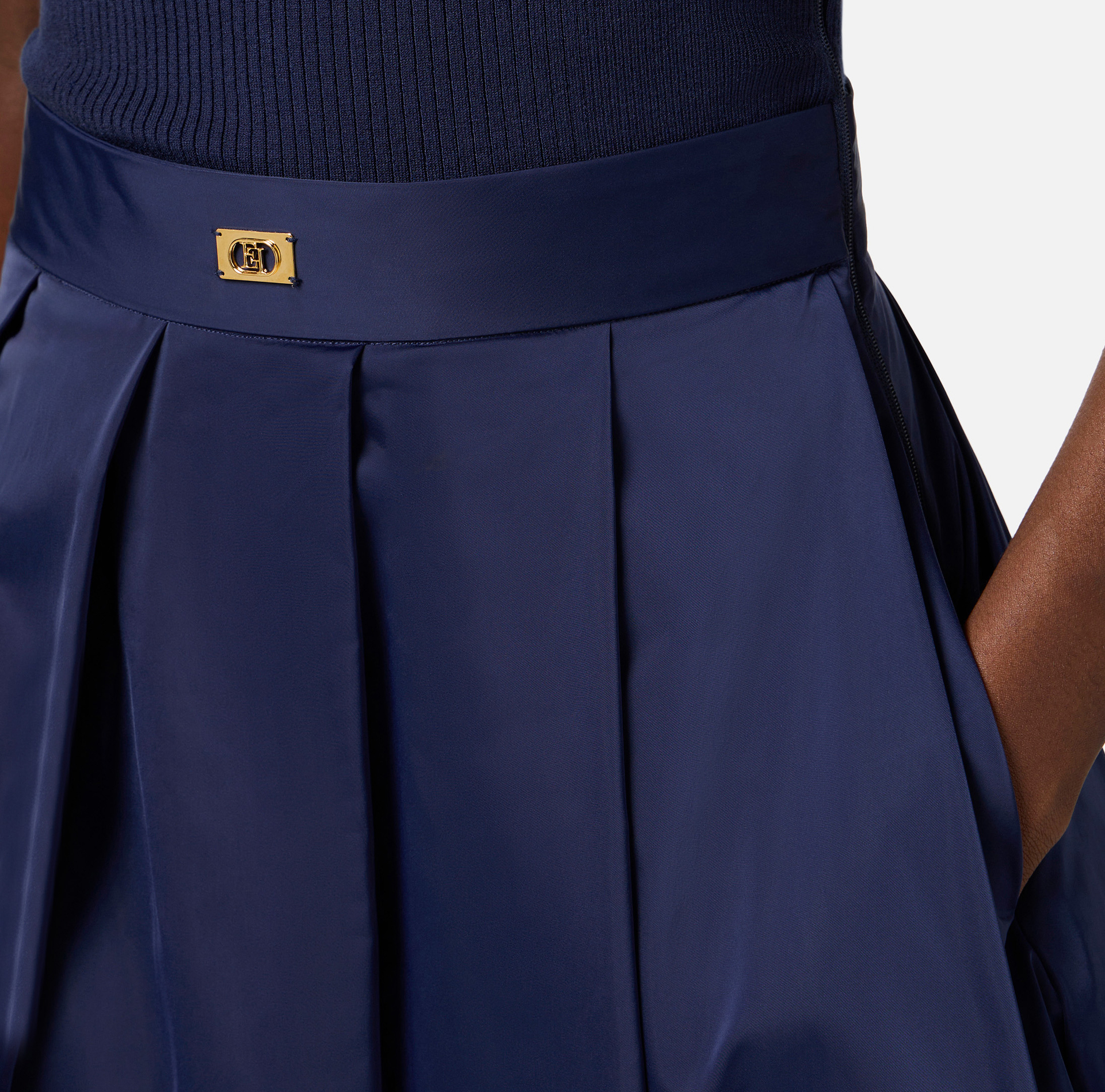 Abito a micro costine con gonna in vela - Elisabetta Franchi
