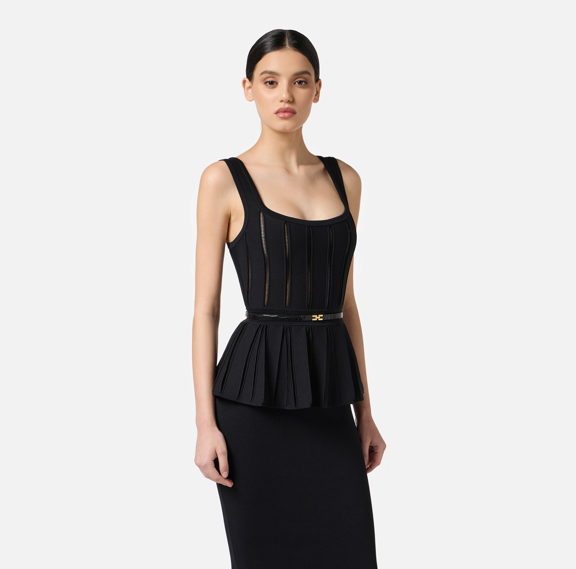 Vestido Red Carpet de punto con faldón - Elisabetta Franchi