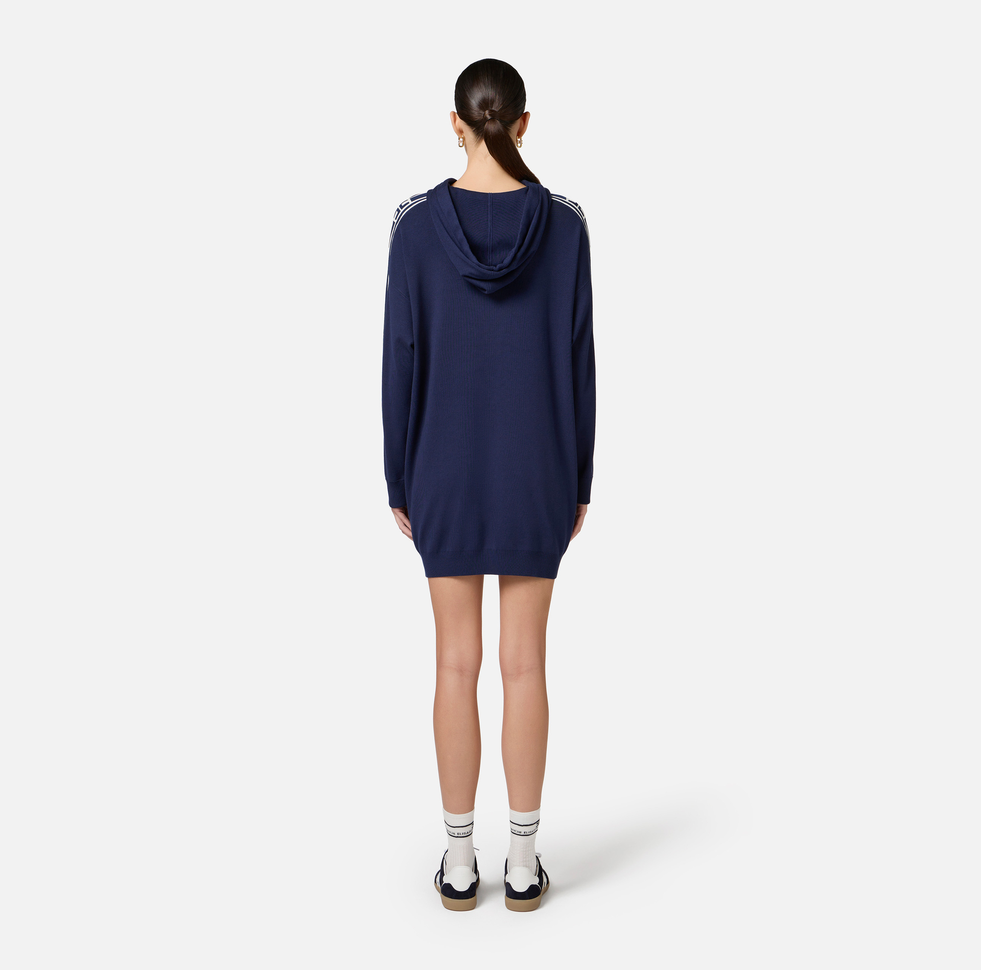 Viscose dress with hood and contrasting bands - Elisabetta Franchi