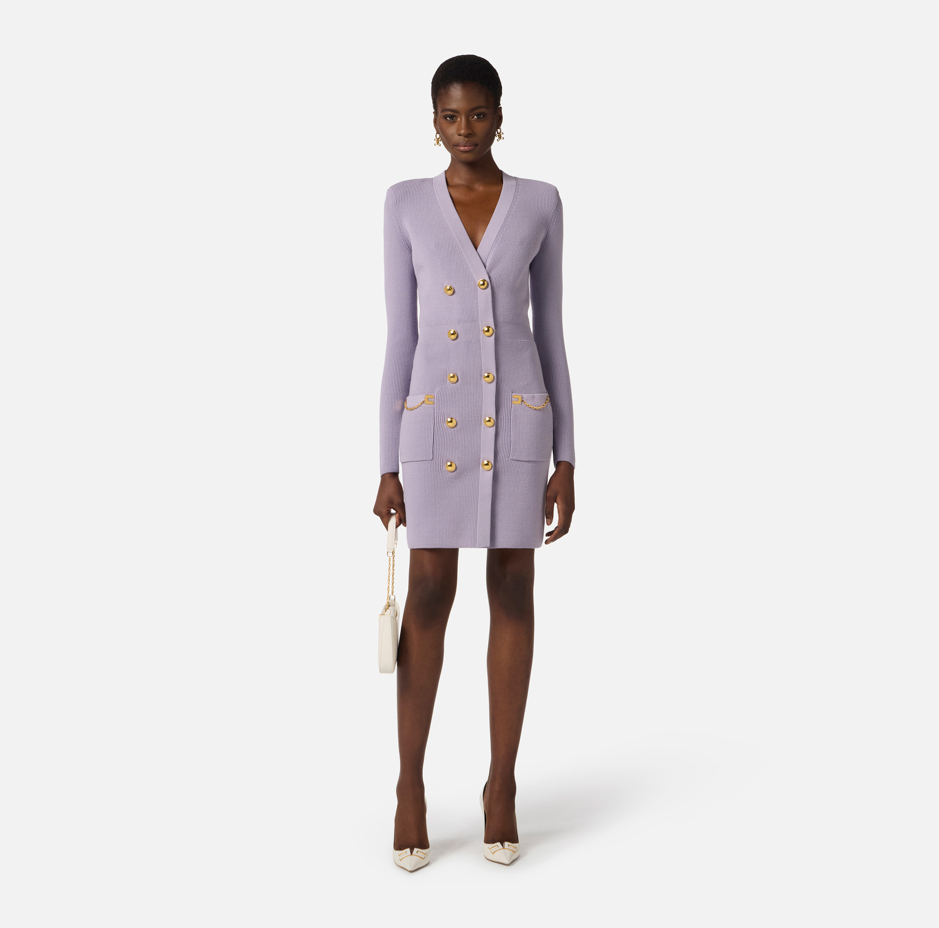 Robe en tricot avec boutons bijoux - Elisabetta Franchi