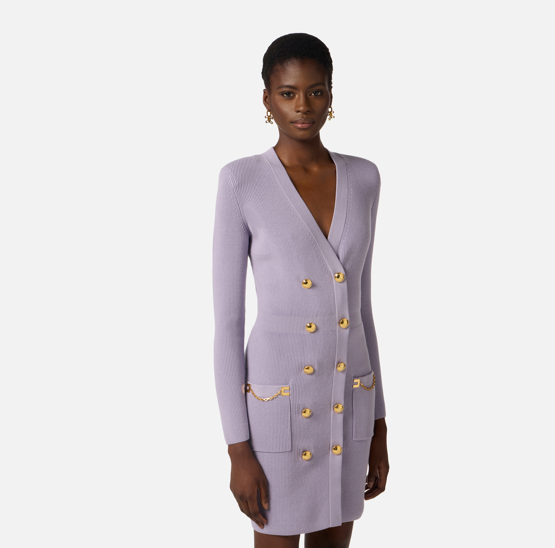 Robe en tricot avec boutons bijoux - Elisabetta Franchi