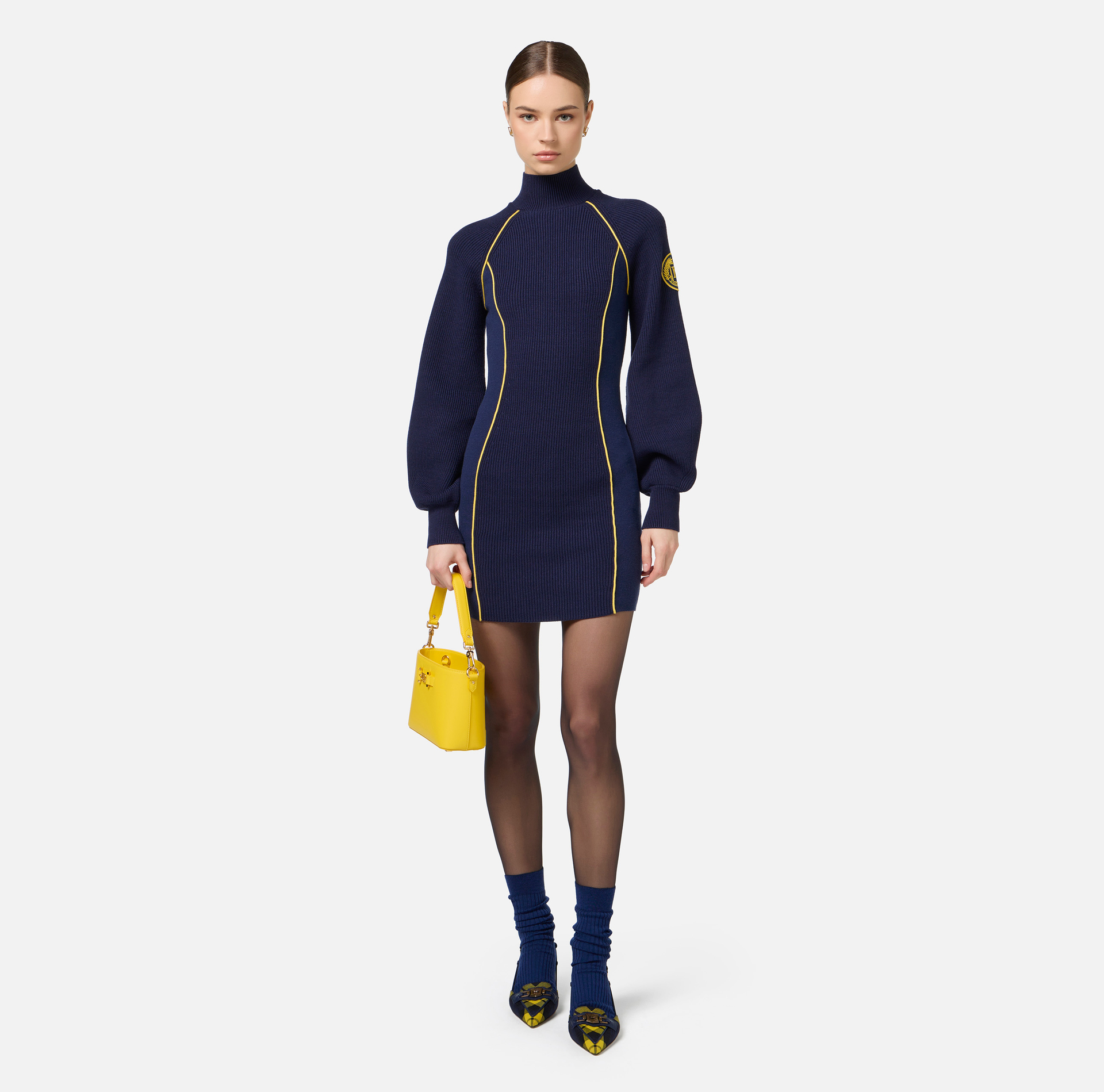 Miniabito in viscosa con patch logo - Elisabetta Franchi