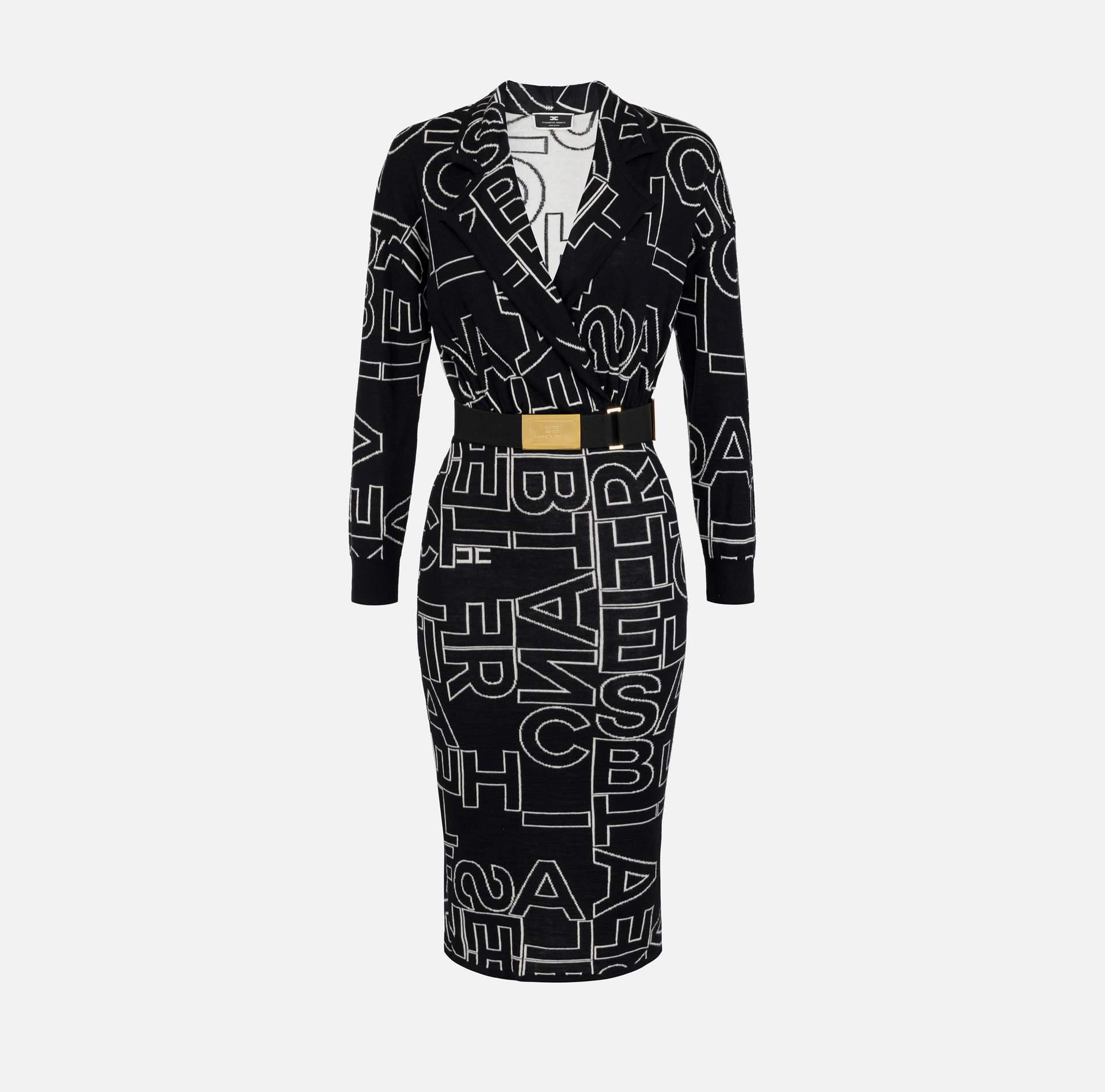 Robe midi en mélange de laine lettres - ABBIGLIAMENTO - Elisabetta Franchi
