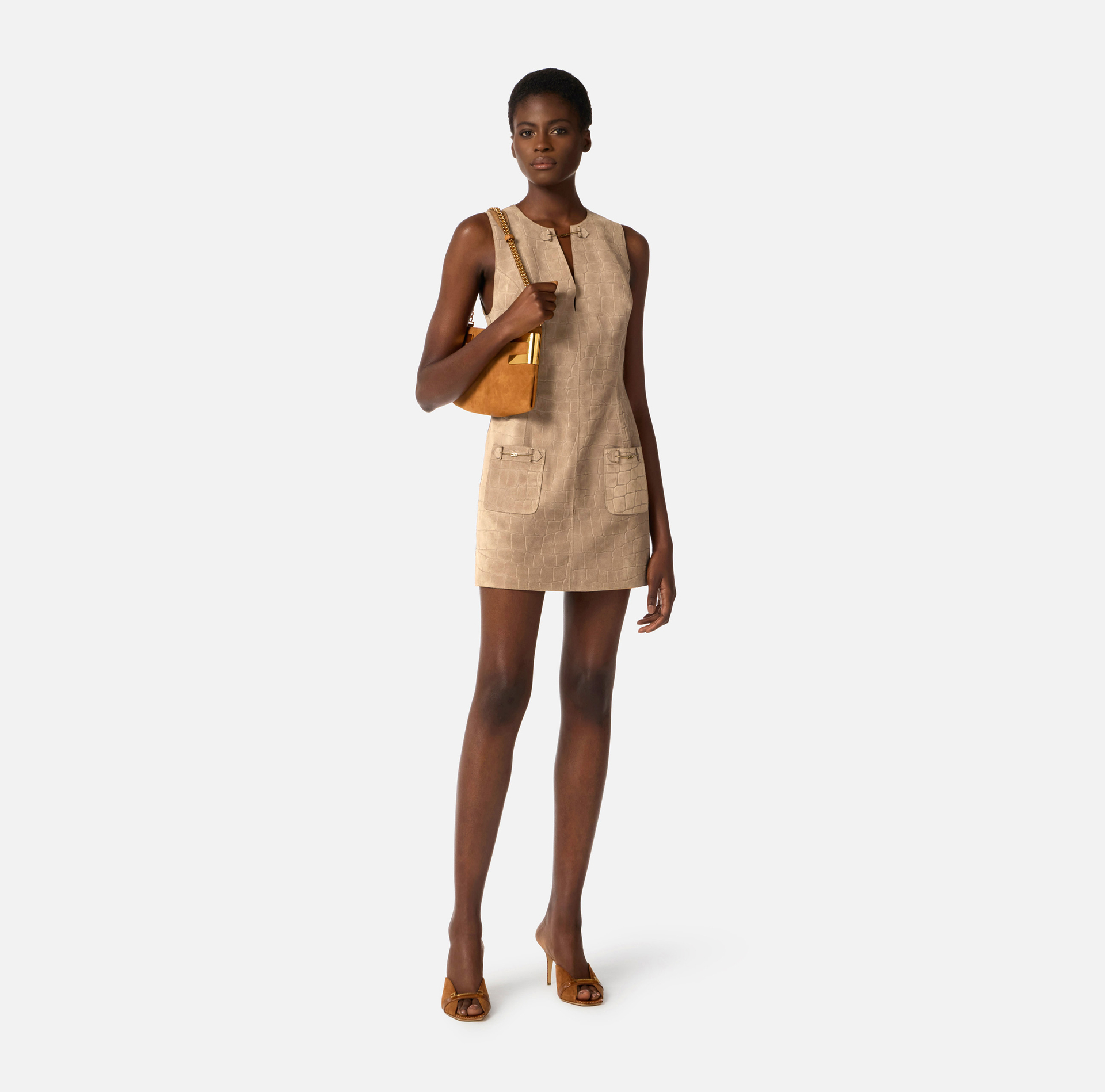 Mini vestido de ante con estampado de cocodrilo - Elisabetta Franchi