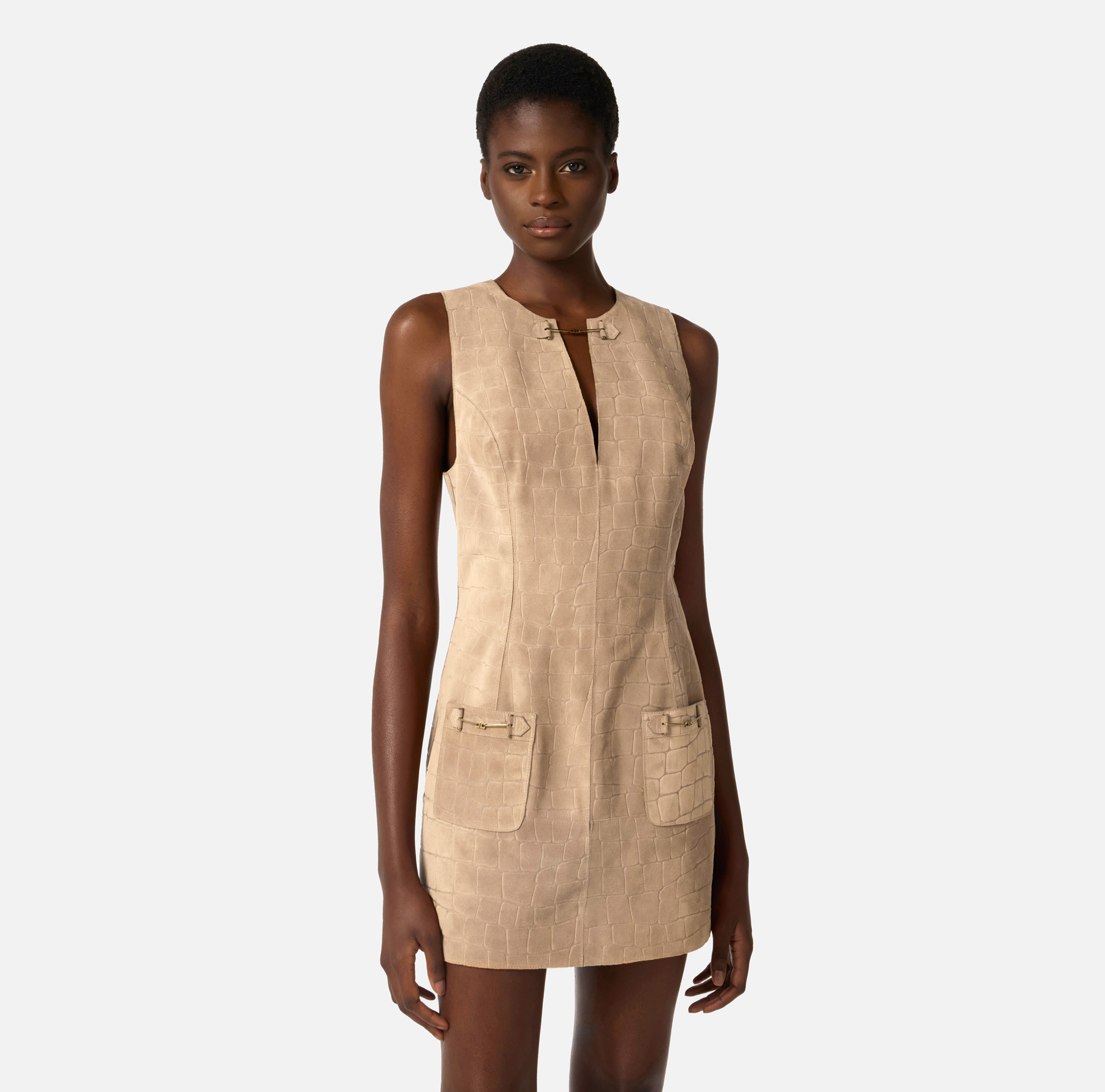 Mini vestido de ante con estampado de cocodrilo - Elisabetta Franchi