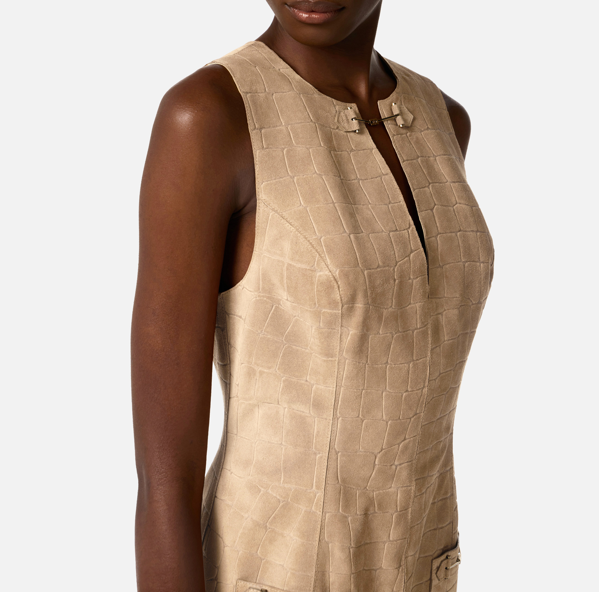 Mini vestido de ante con estampado de cocodrilo - Elisabetta Franchi