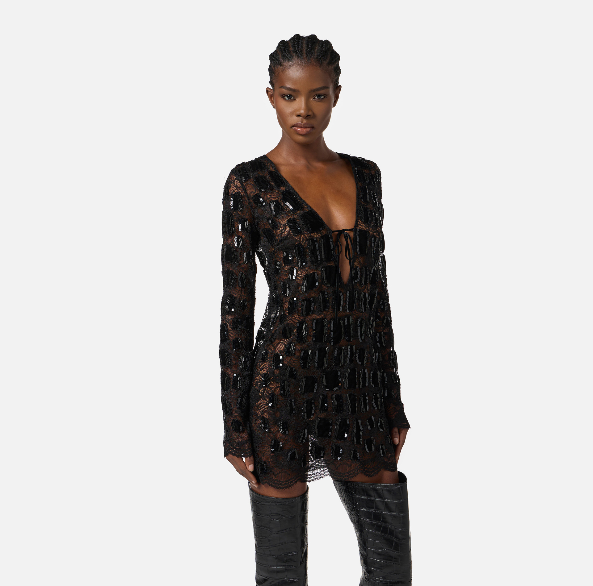Tulle dress with coconut embroidery - Elisabetta Franchi