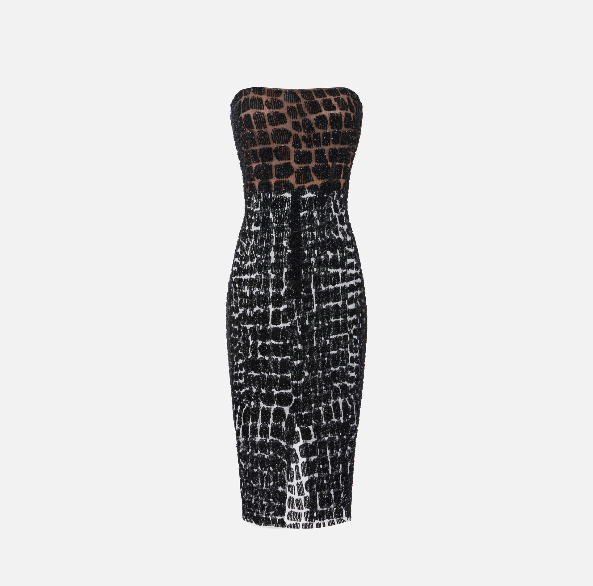 Dress in tulle fabric with crocodile embroideries - Elisabetta Franchi