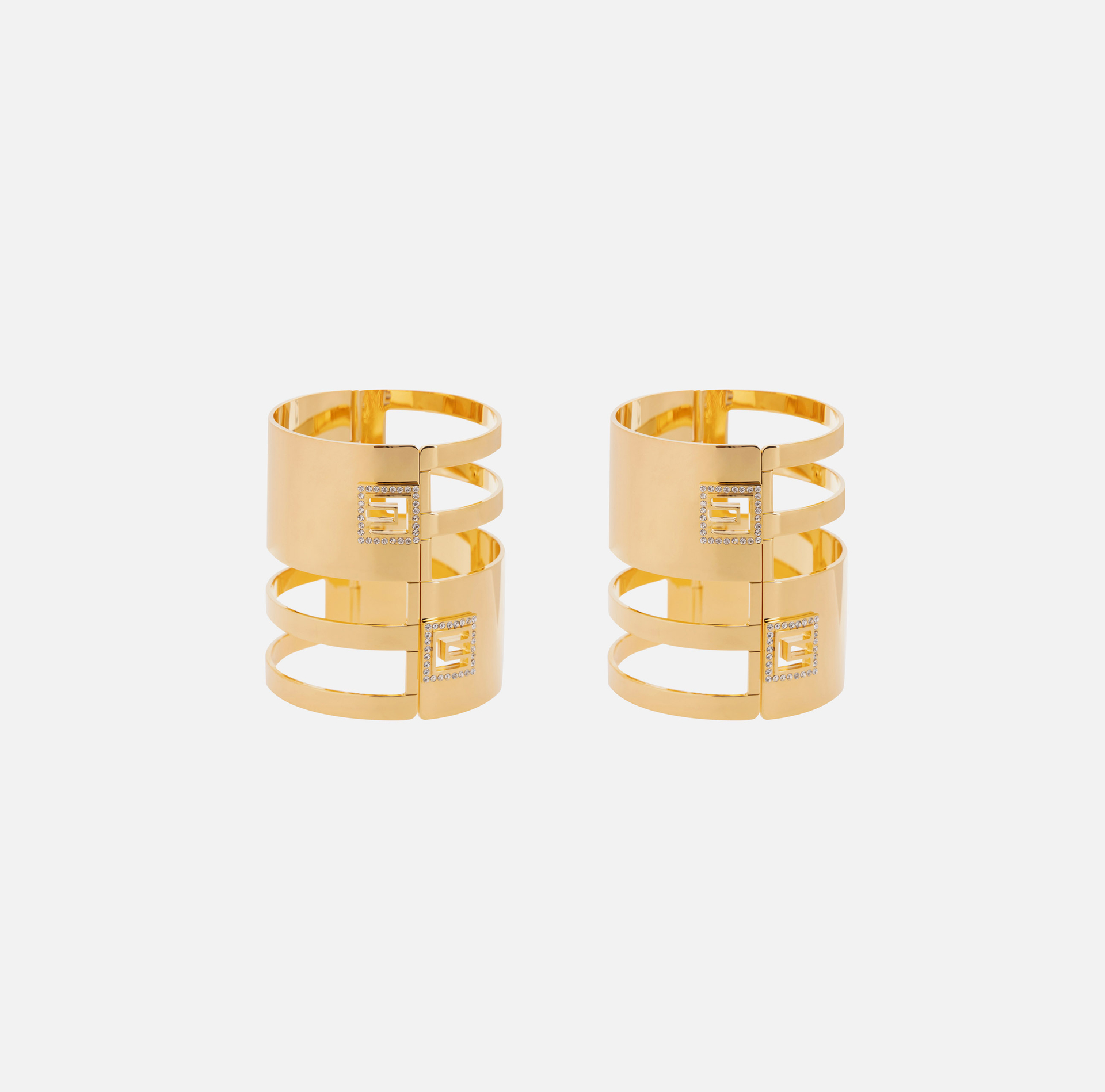 Coppia di bracciali in ottone con logo e strass - Accessori - Elisabetta Franchi