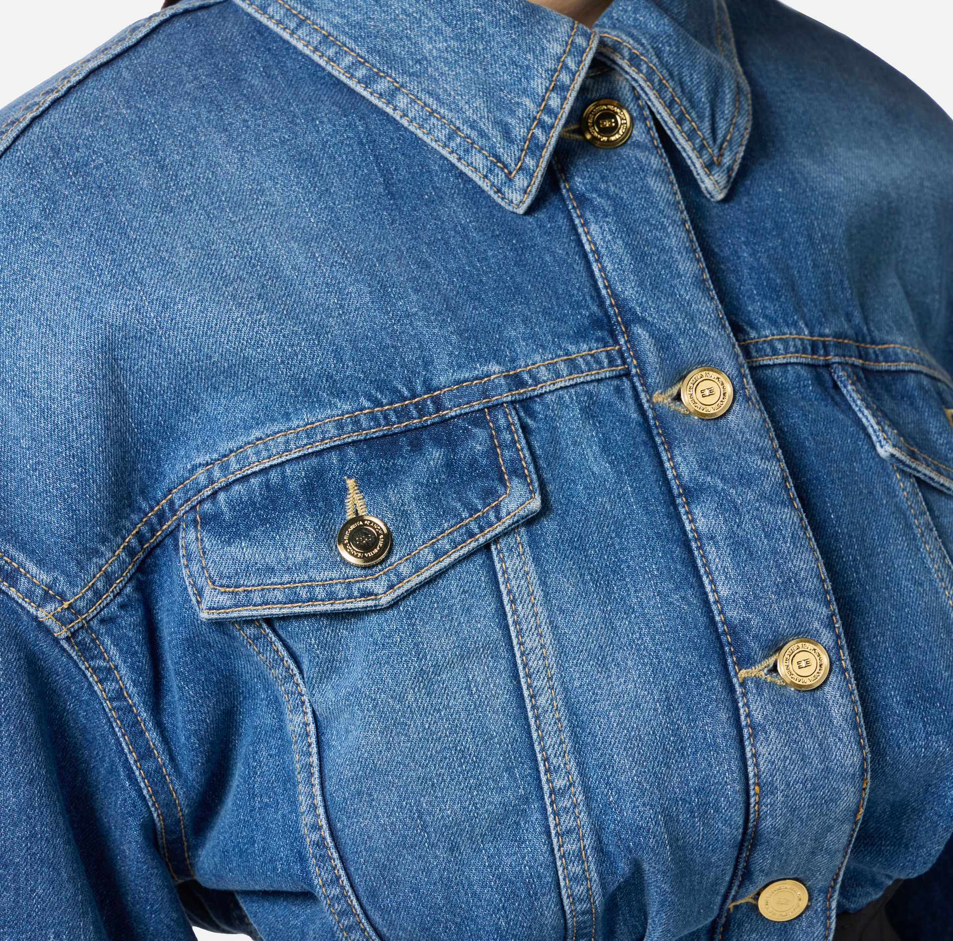 Denim and neoprene bomber jacket - Elisabetta Franchi