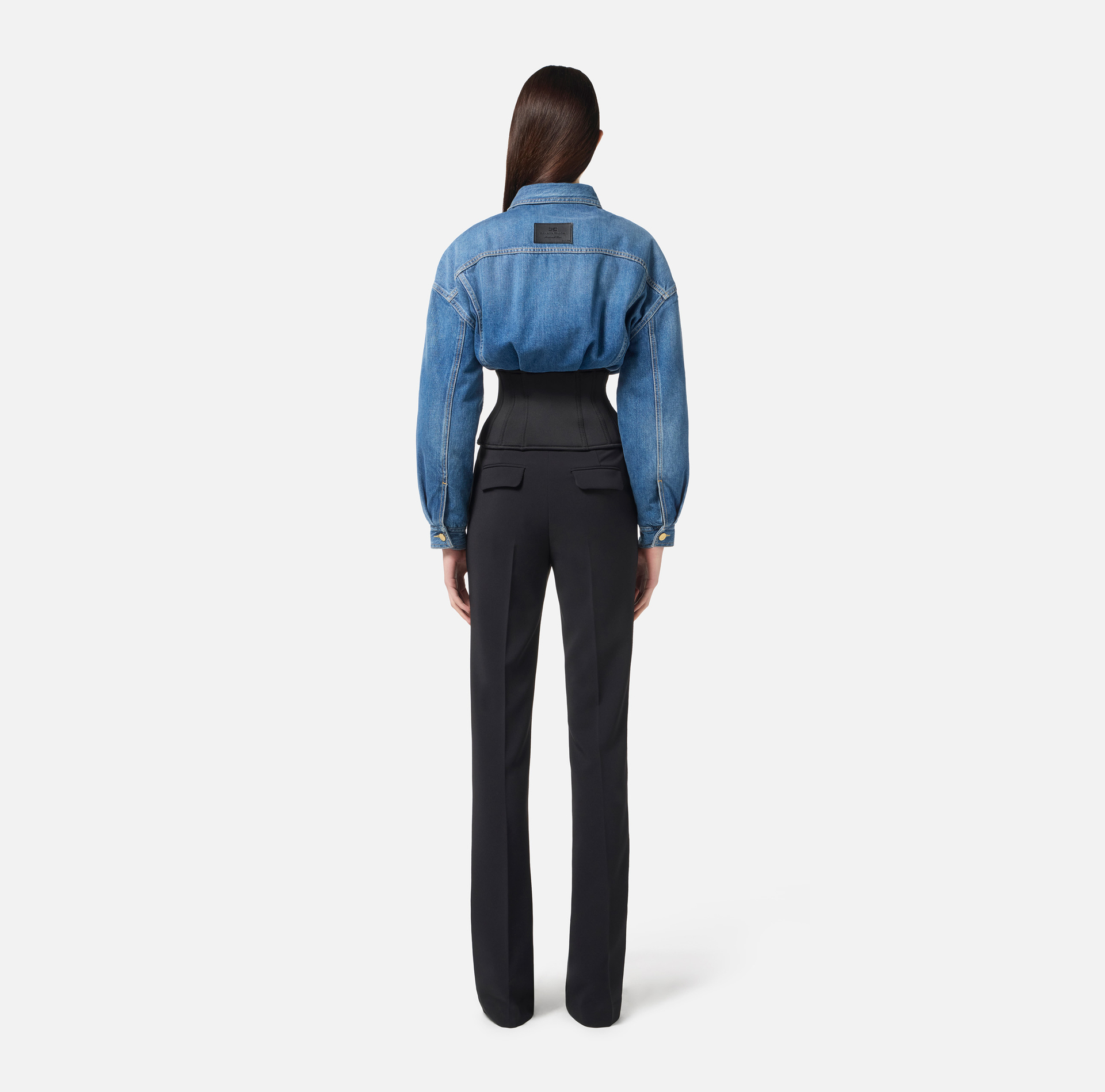 Denim and neoprene bomber jacket - Elisabetta Franchi
