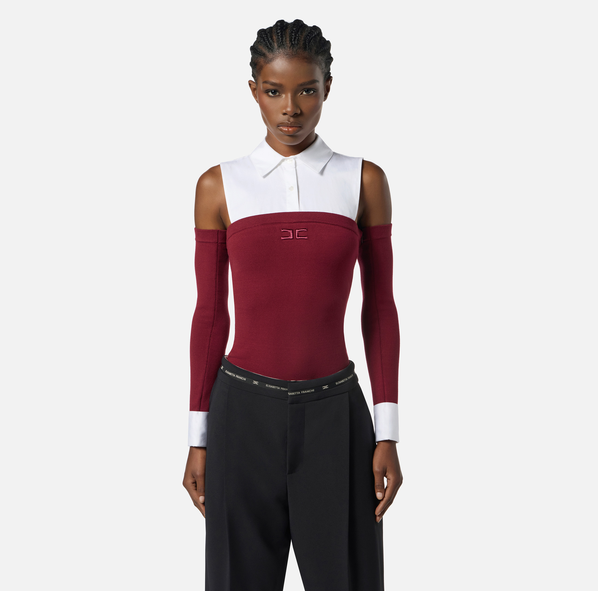 Body in maglia di viscosa e popeline di cotone - Elisabetta Franchi
