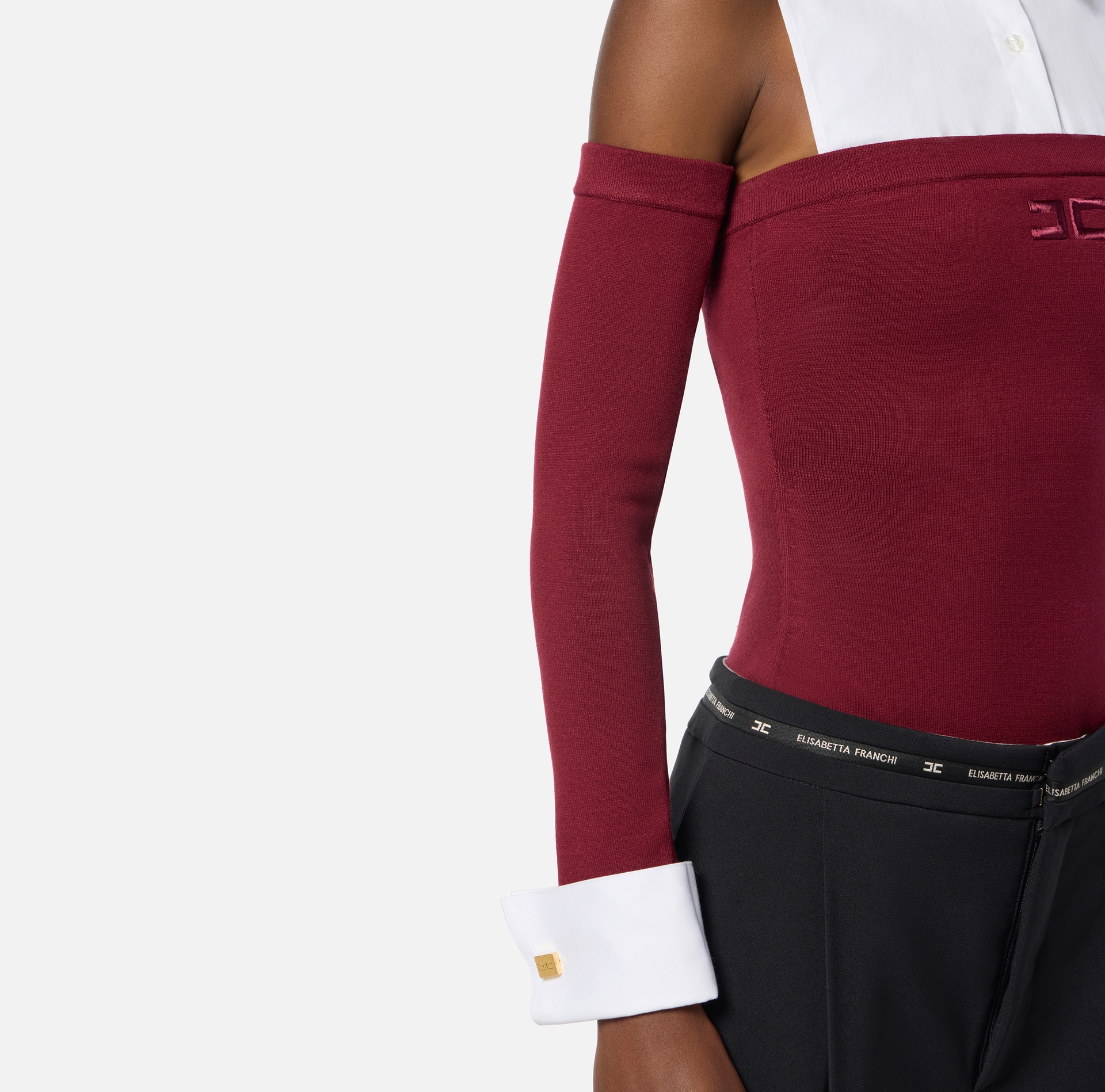 Body in maglia di viscosa e popeline di cotone - Elisabetta Franchi