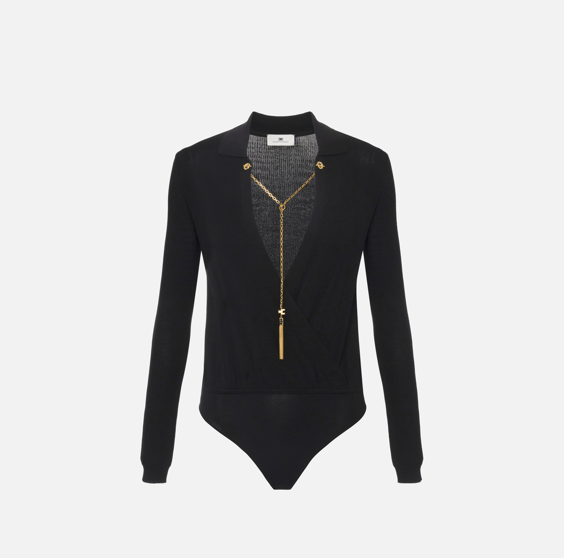 Body in maglia di viscosa e seta con catena - Elisabetta Franchi
