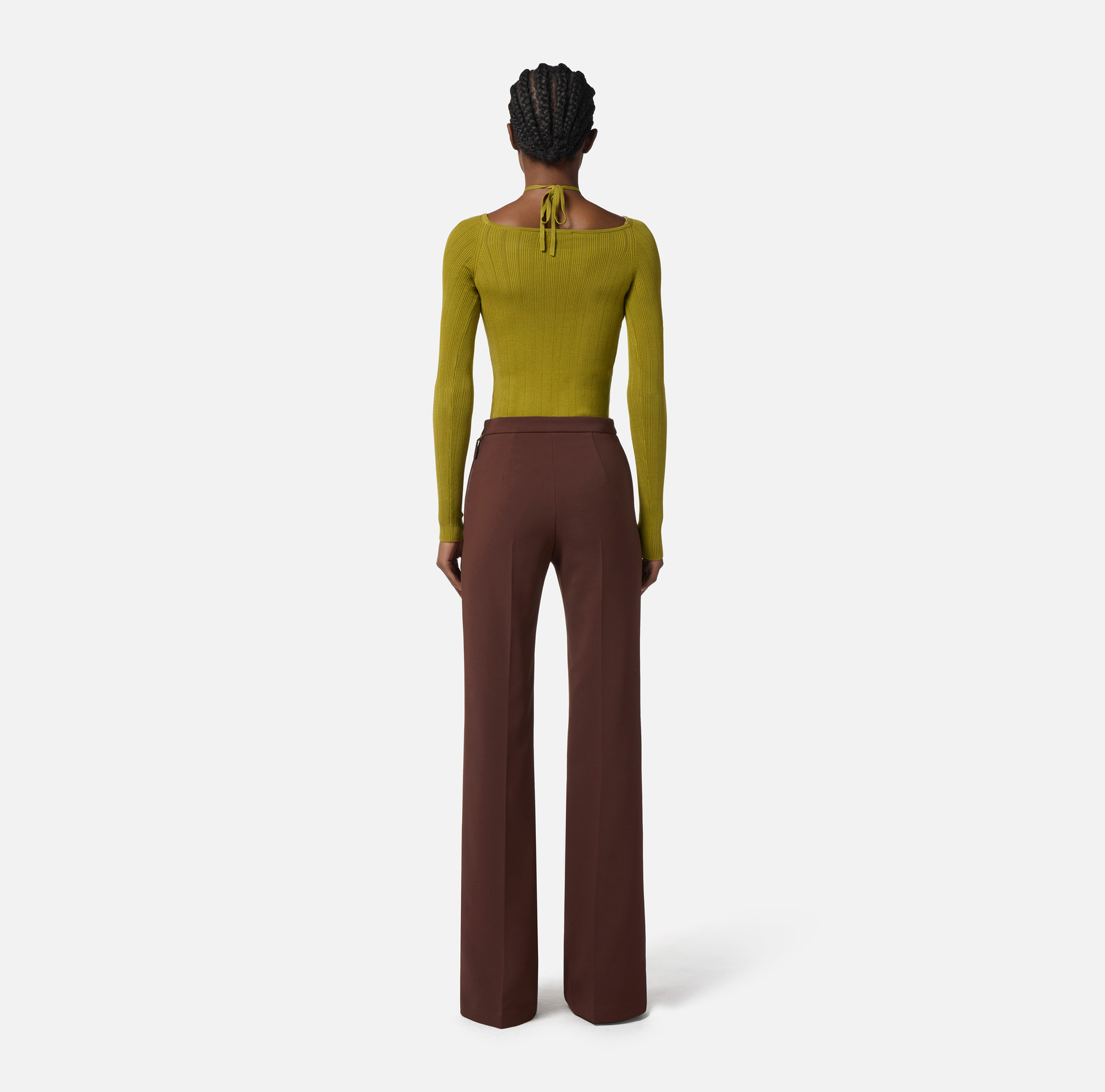 Bodysuit in ribbed knit fabric with openwork details - Elisabetta Franchi