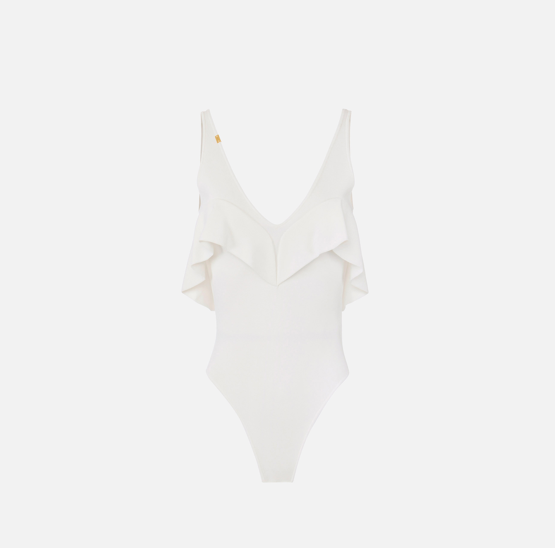 Body in maglia punto stoffa con volant