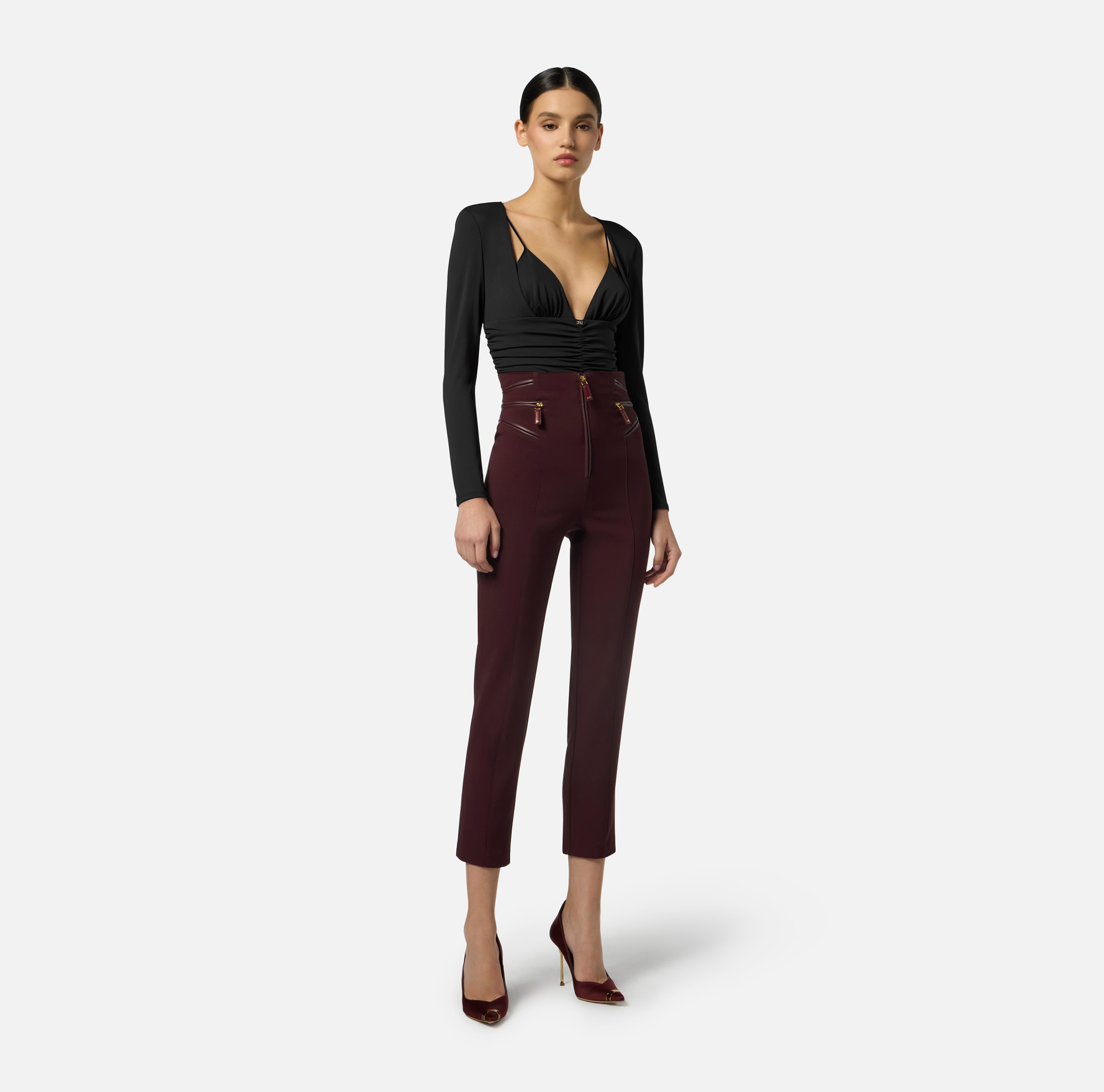 Body in jersey crêpe con drappeggi - Elisabetta Franchi