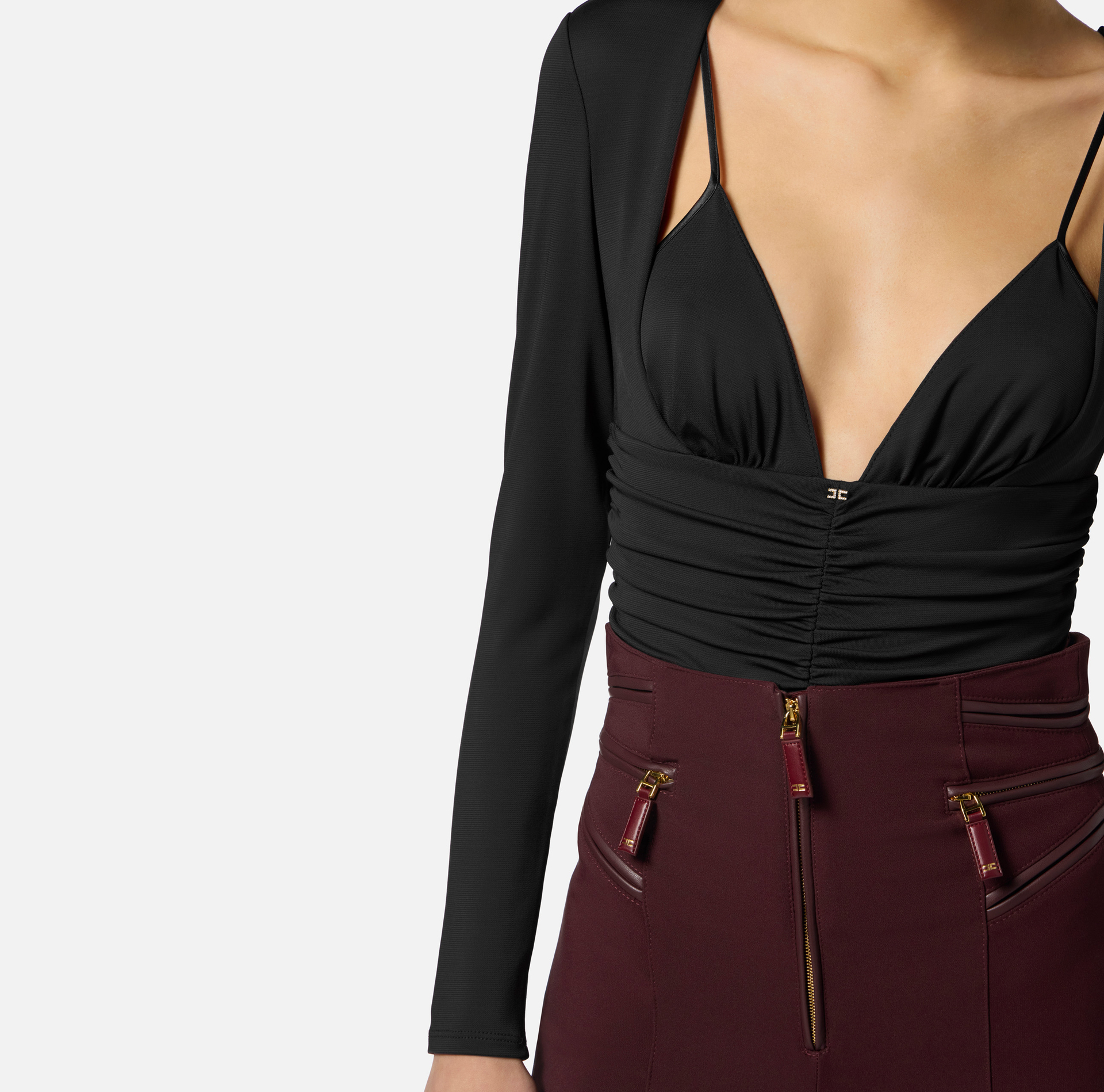 Body in jersey crêpe con drappeggi - Elisabetta Franchi