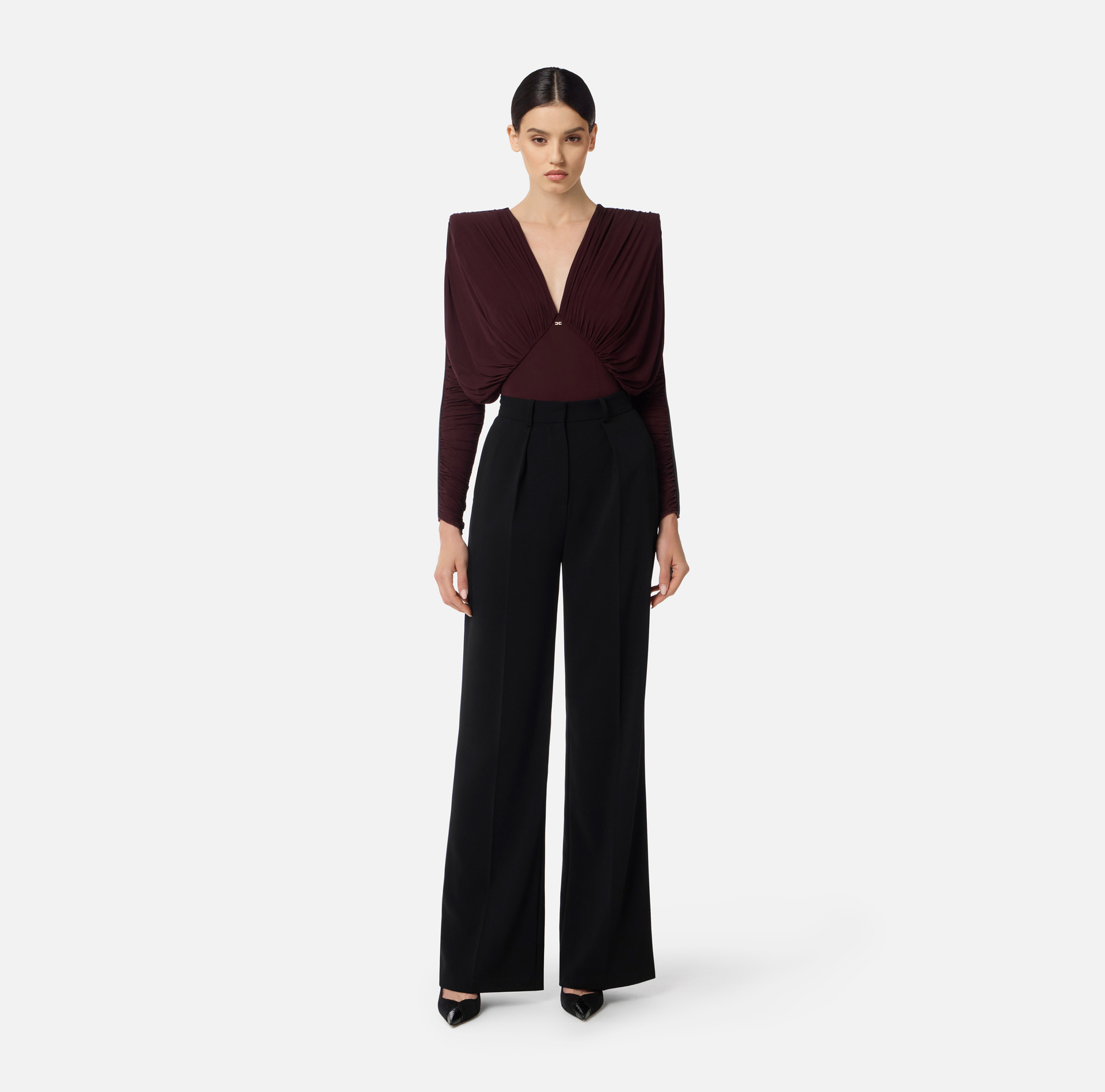 Stretch jersey bodysuit with draping - Elisabetta Franchi