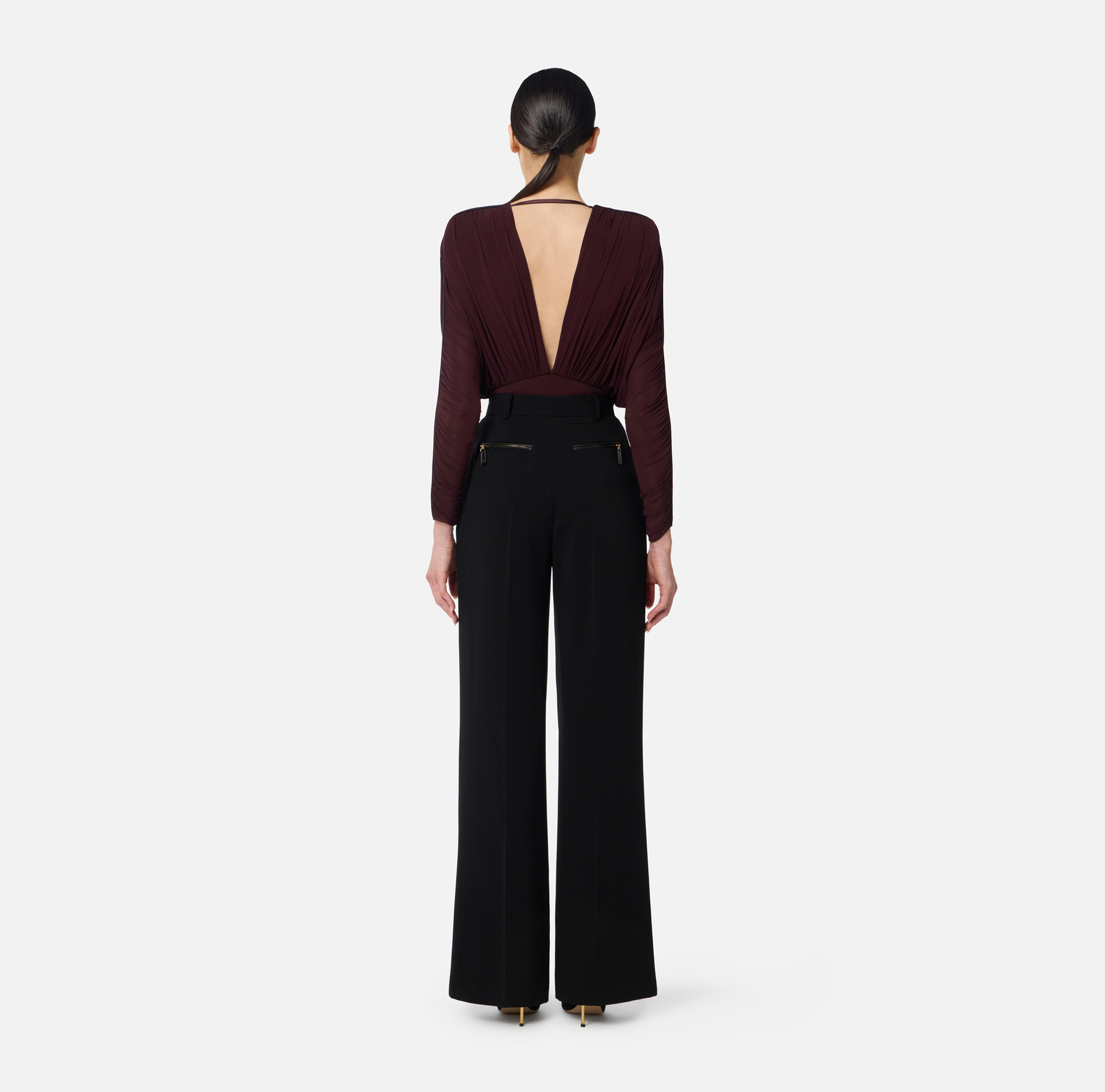 Stretch jersey bodysuit with draping - Elisabetta Franchi