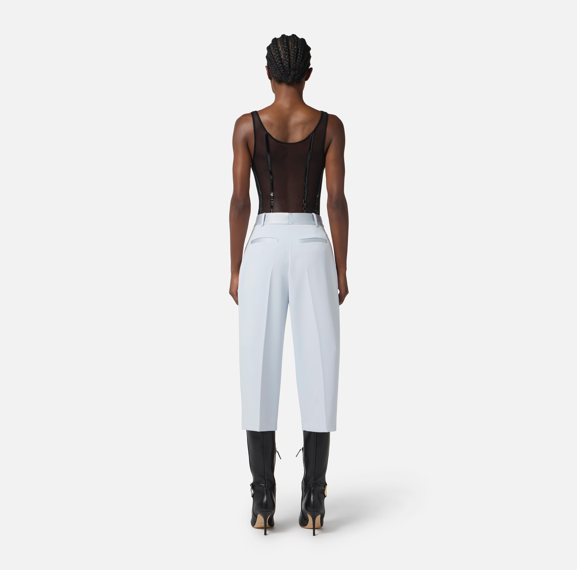 Body en tulle stretch avec détails en vinyle - Elisabetta Franchi