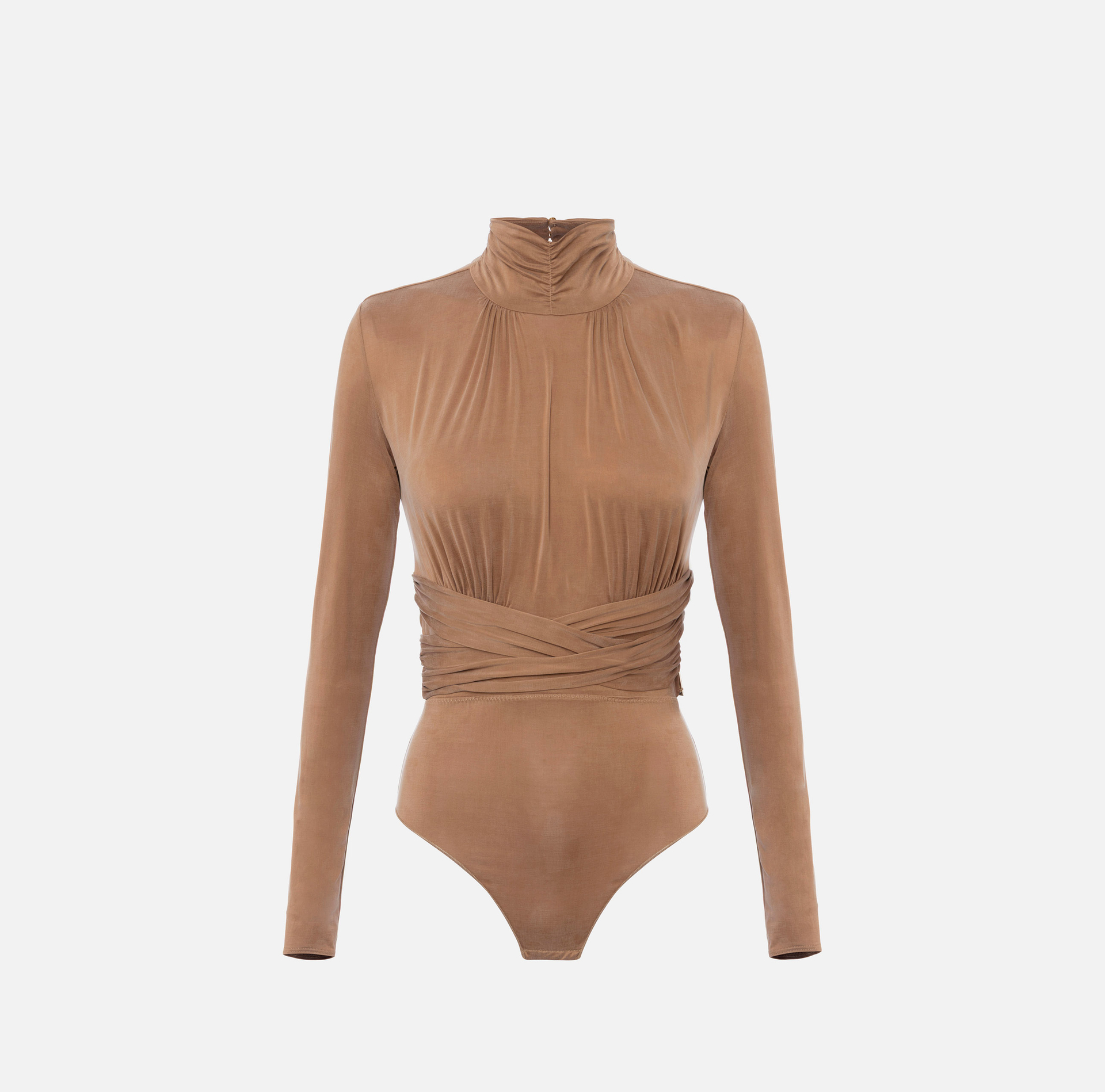 Cupro jersey bodysuit with criss-cross ribbons - Elisabetta Franchi