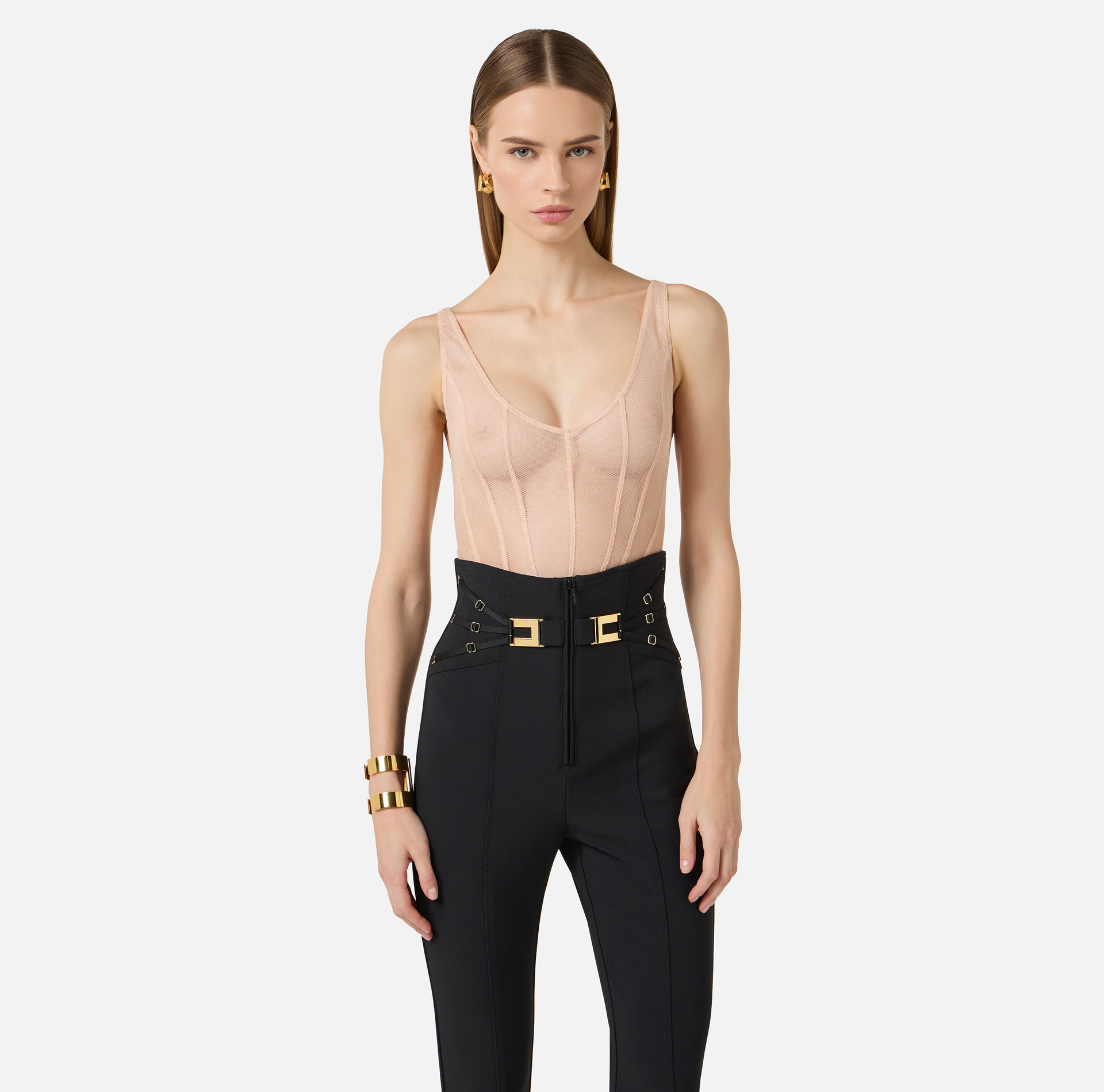 Bodysuit in tulle fabric with micro-mesh texture - Elisabetta Franchi