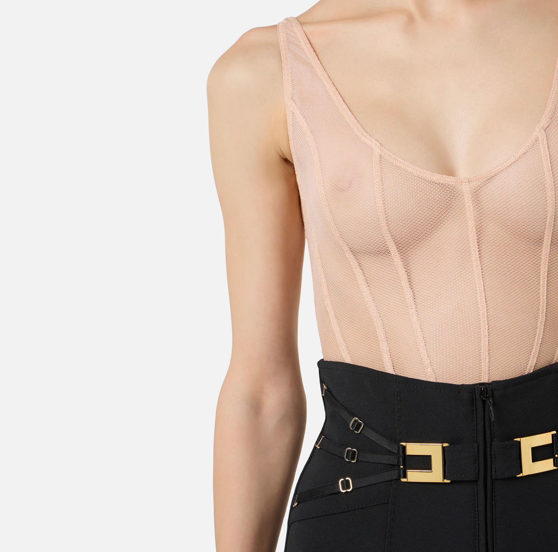 Bodysuit in tulle fabric with micro-mesh texture - Elisabetta Franchi