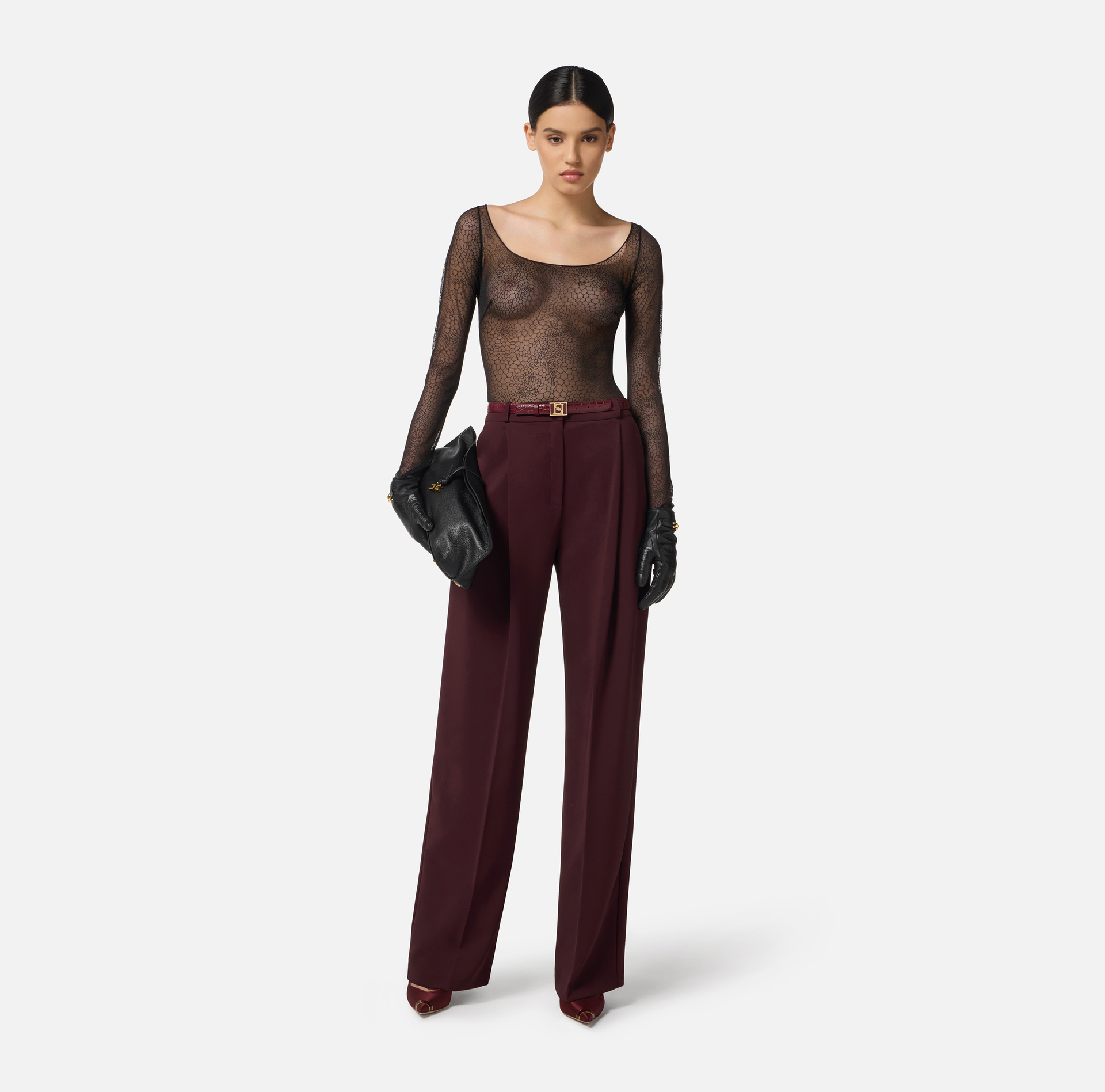 Bodysuit in jacquard tulle fabric with snake pattern - Elisabetta Franchi