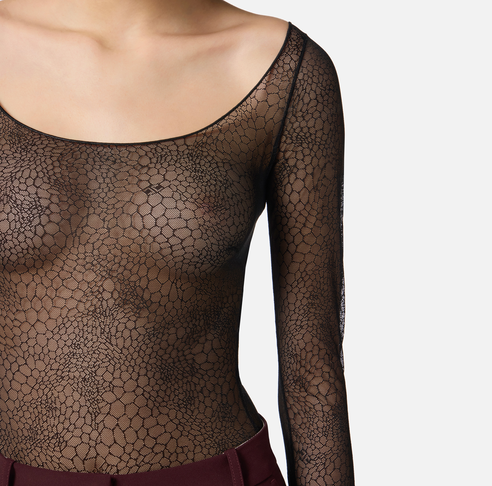 Bodysuit in jacquard tulle fabric with snake pattern - Elisabetta Franchi