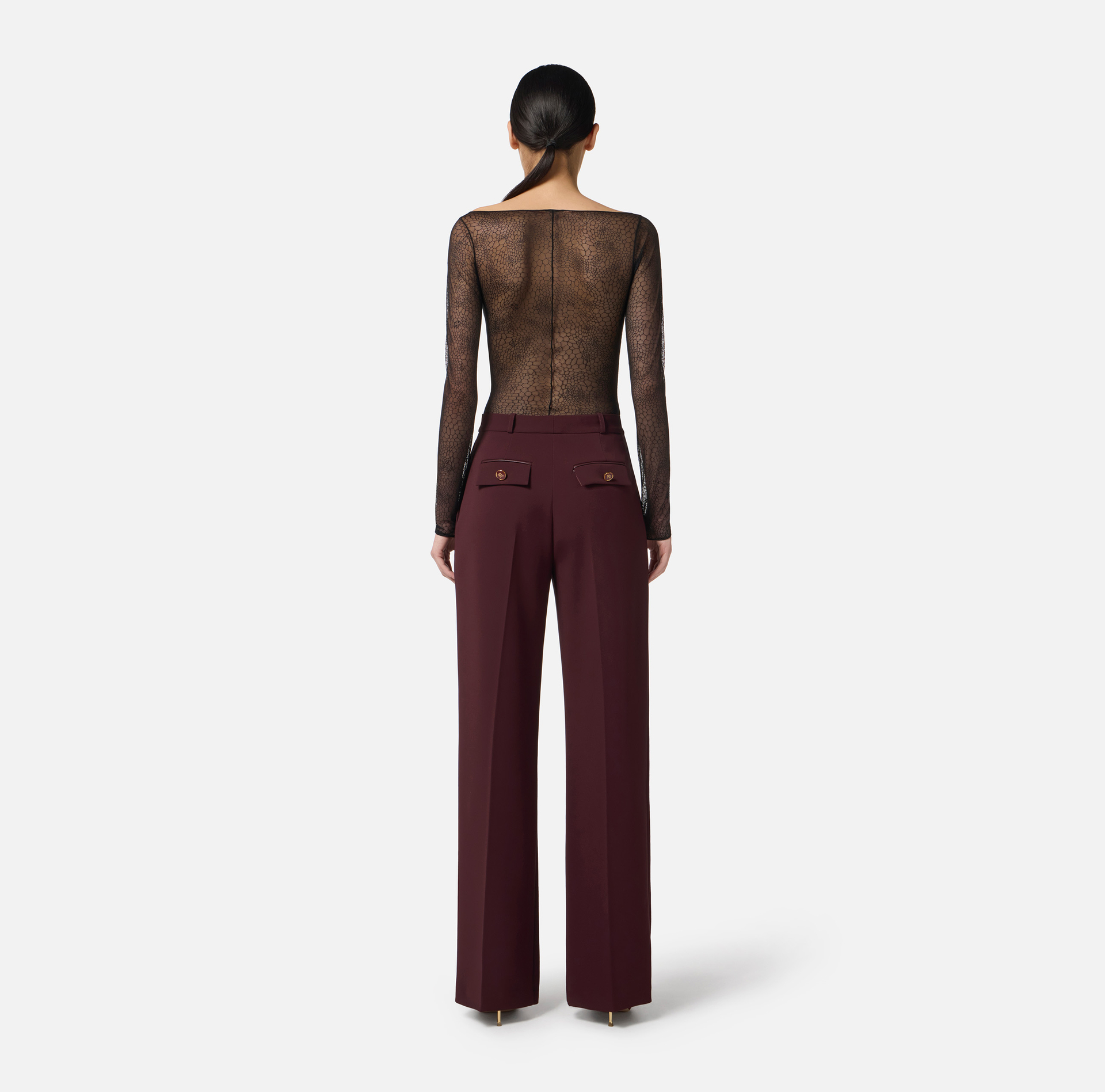 Bodysuit in jacquard tulle fabric with snake pattern - Elisabetta Franchi