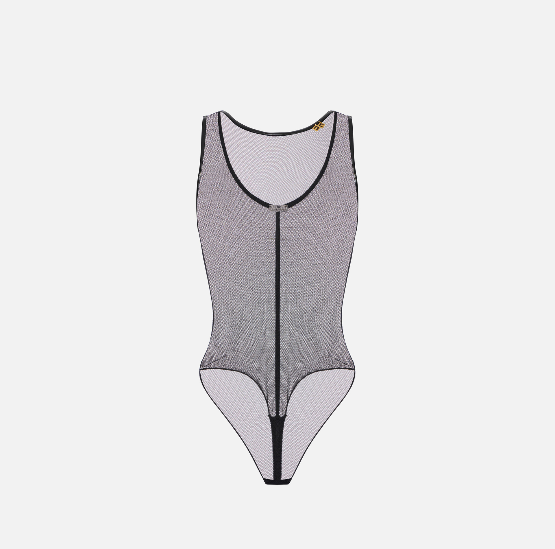 Bodysuit in tulle fabric with vinyl details - Elisabetta Franchi