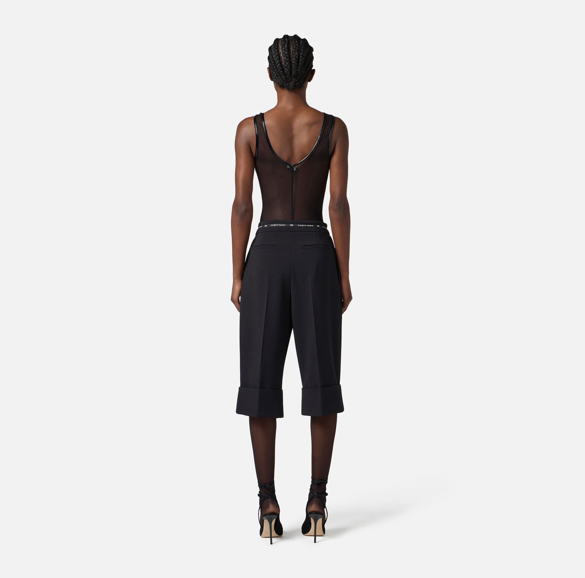 Bodysuit in tulle fabric with vinyl details - Elisabetta Franchi