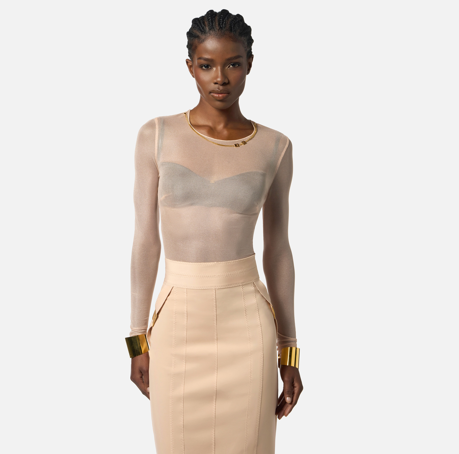 Bodysuit in tulle fabric with necklace - Elisabetta Franchi