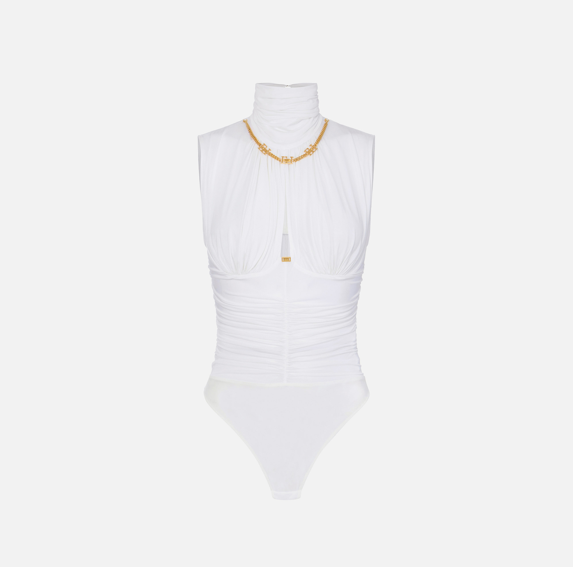 Body z lekkiej dżersejowej krepy z biżuteryjnym detalem - Elisabetta Franchi