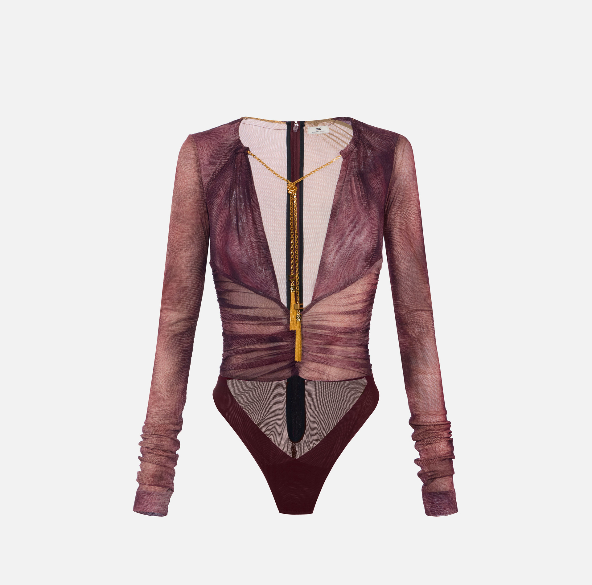 Bodysuit in tulle fabric with python print and necklace - Elisabetta Franchi