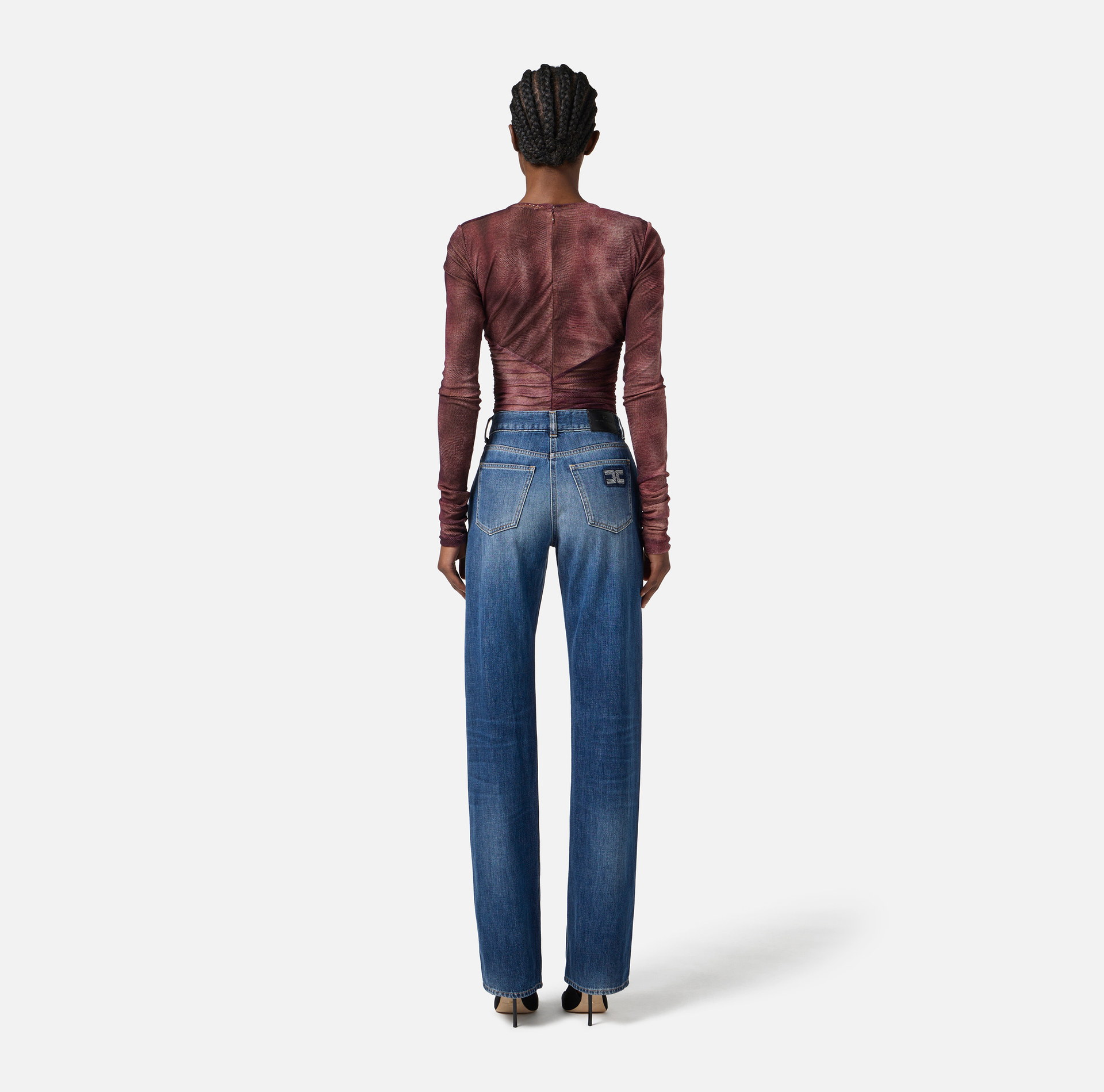Bodysuit in tulle fabric with python print and necklace - Elisabetta Franchi