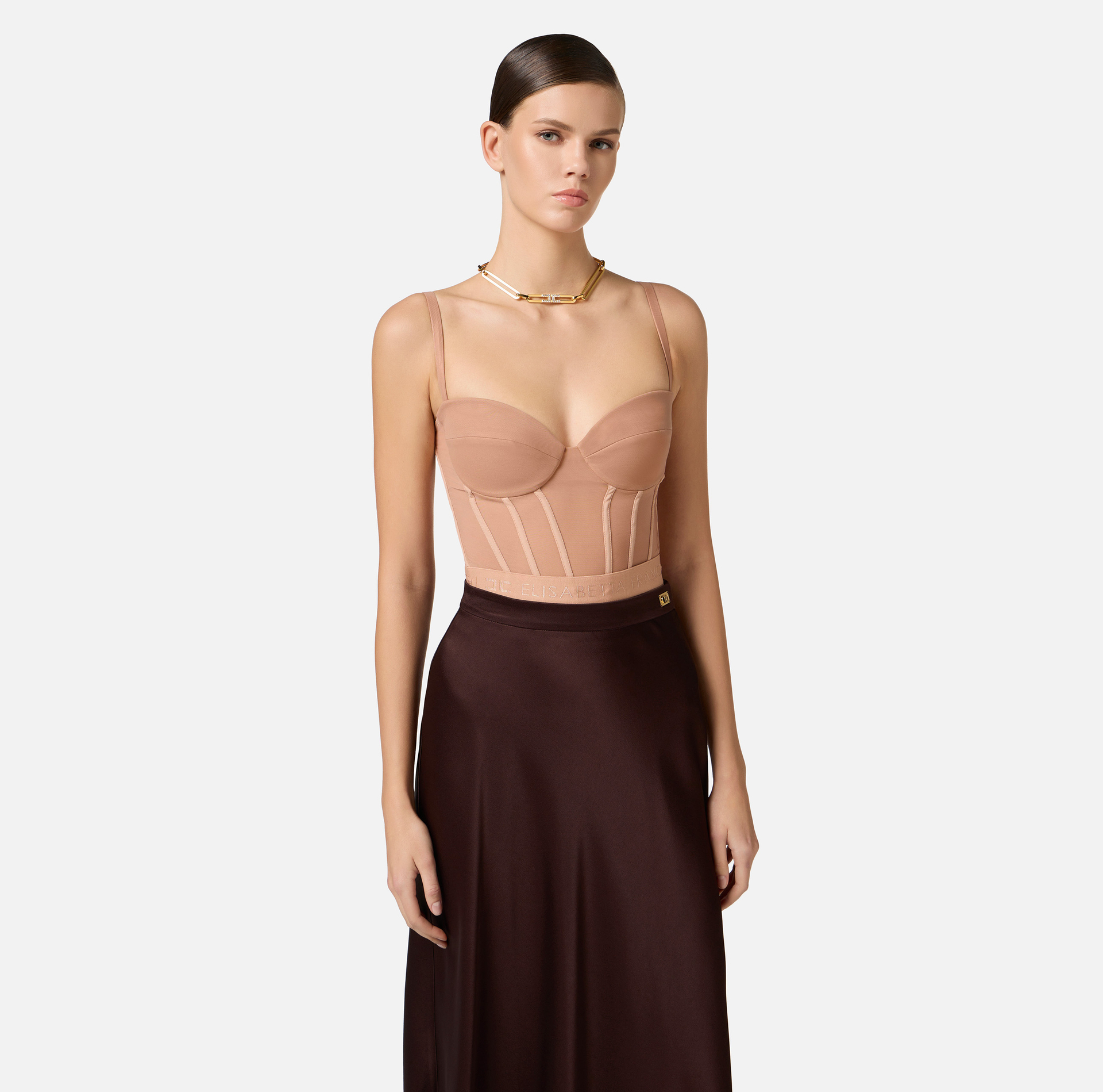 Body in crêpe e tulle - Elisabetta Franchi