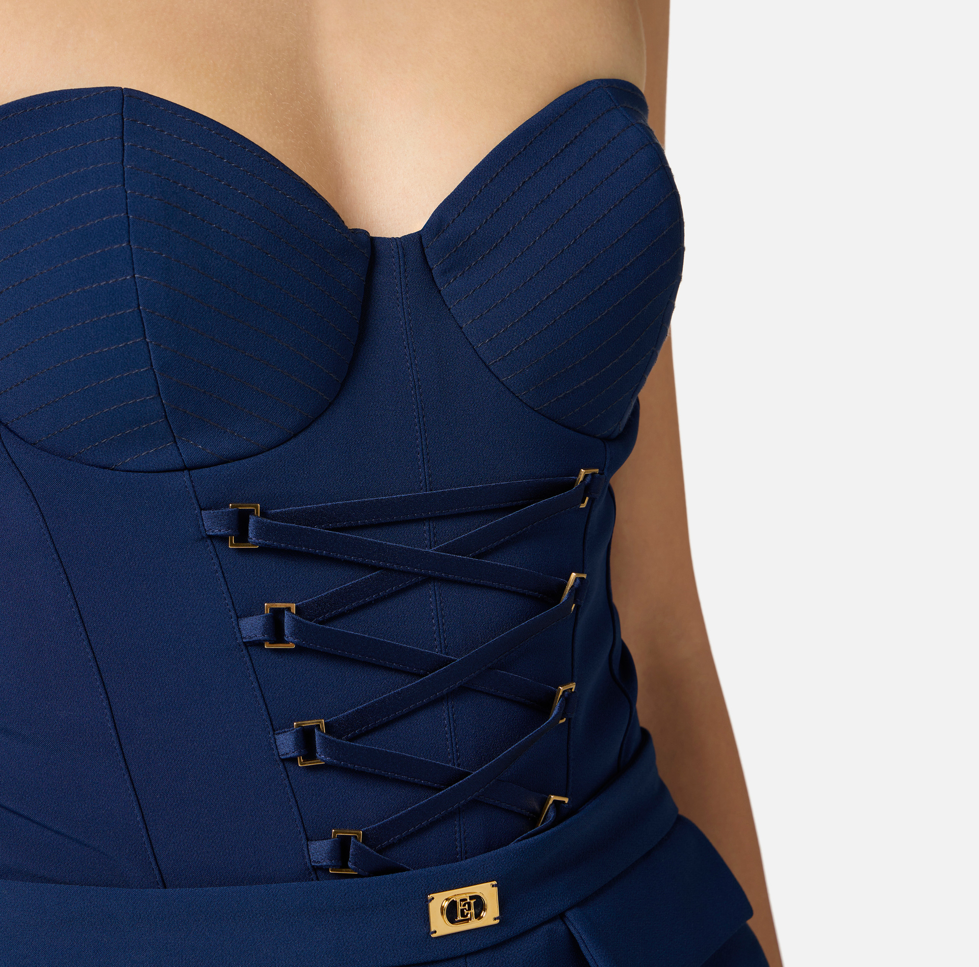 Crêpe bodysuit with criss-cross laces - Elisabetta Franchi