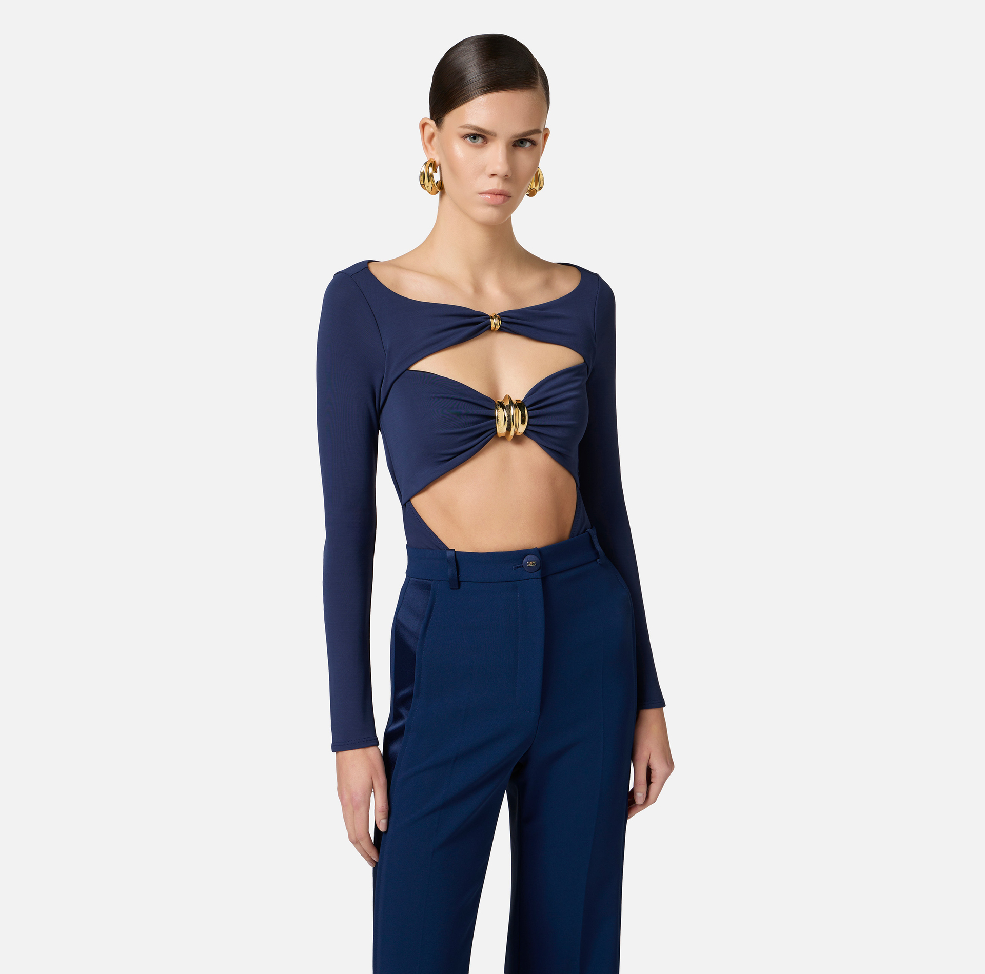 Bodysuit in jersey fabric with jewel clasp - Elisabetta Franchi