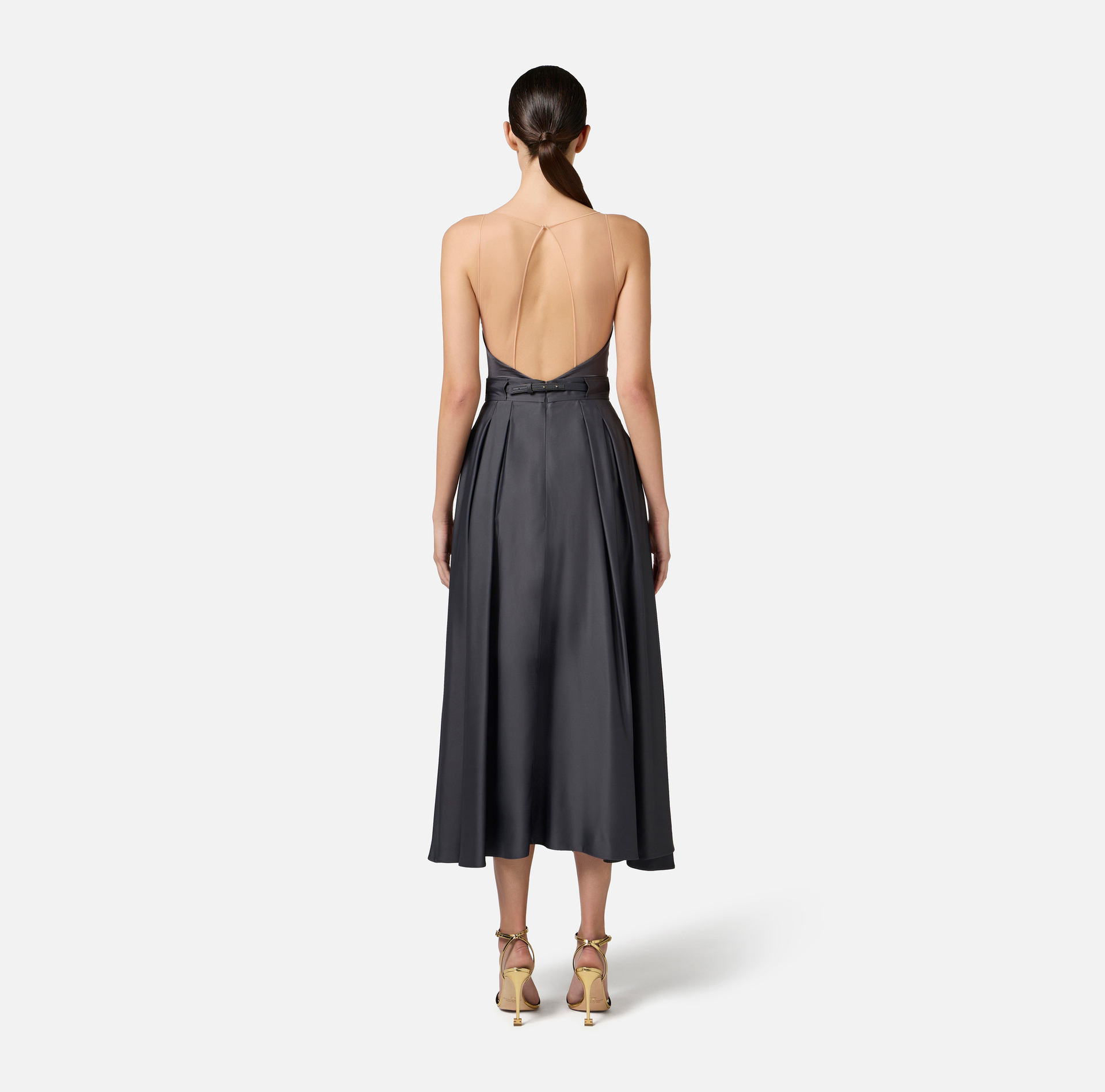 Lycra bodysuit with tulle straps - Elisabetta Franchi