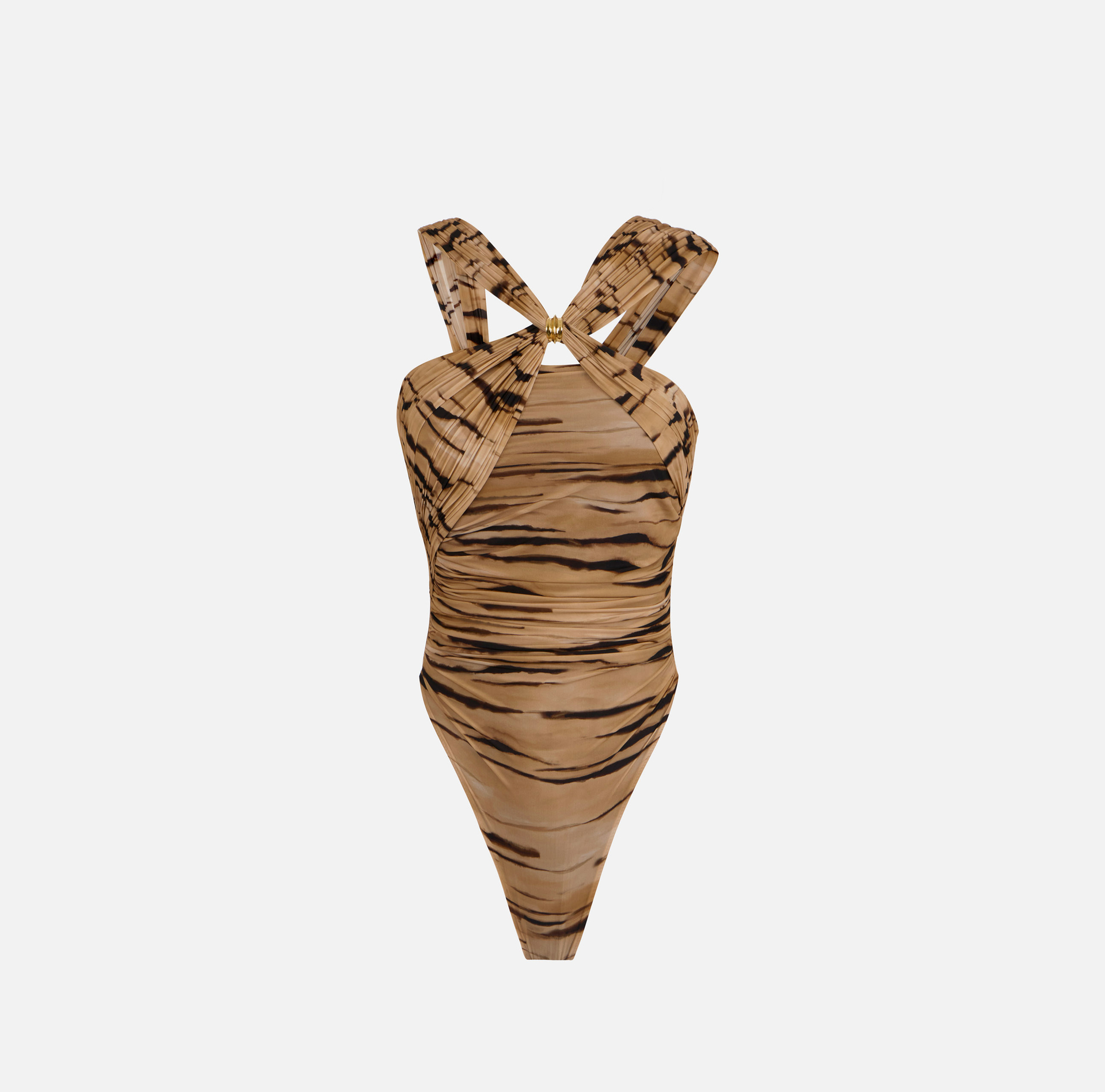 Body in jersey con stampa tigre