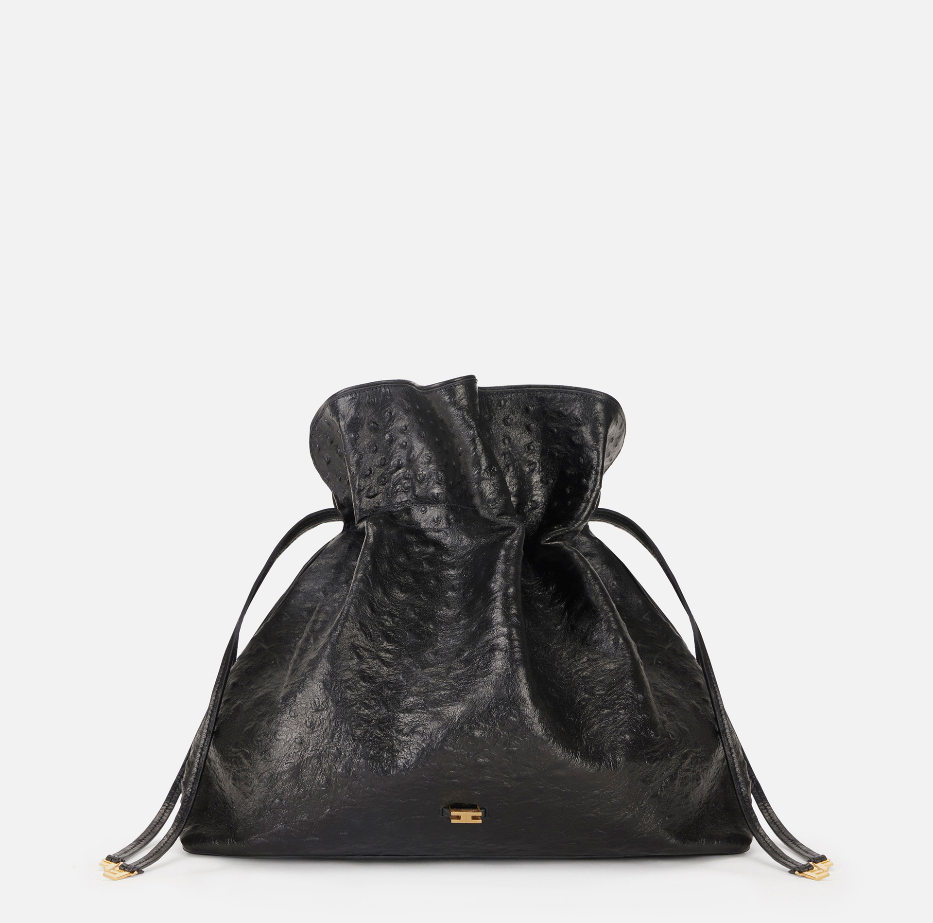 Tote in pelle con stampa struzzo